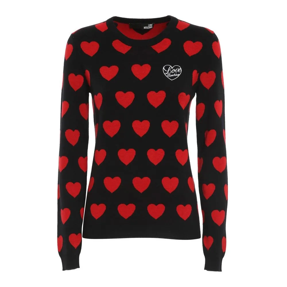 Love Moschino Women's Chic Black Heart Pattern Sweater