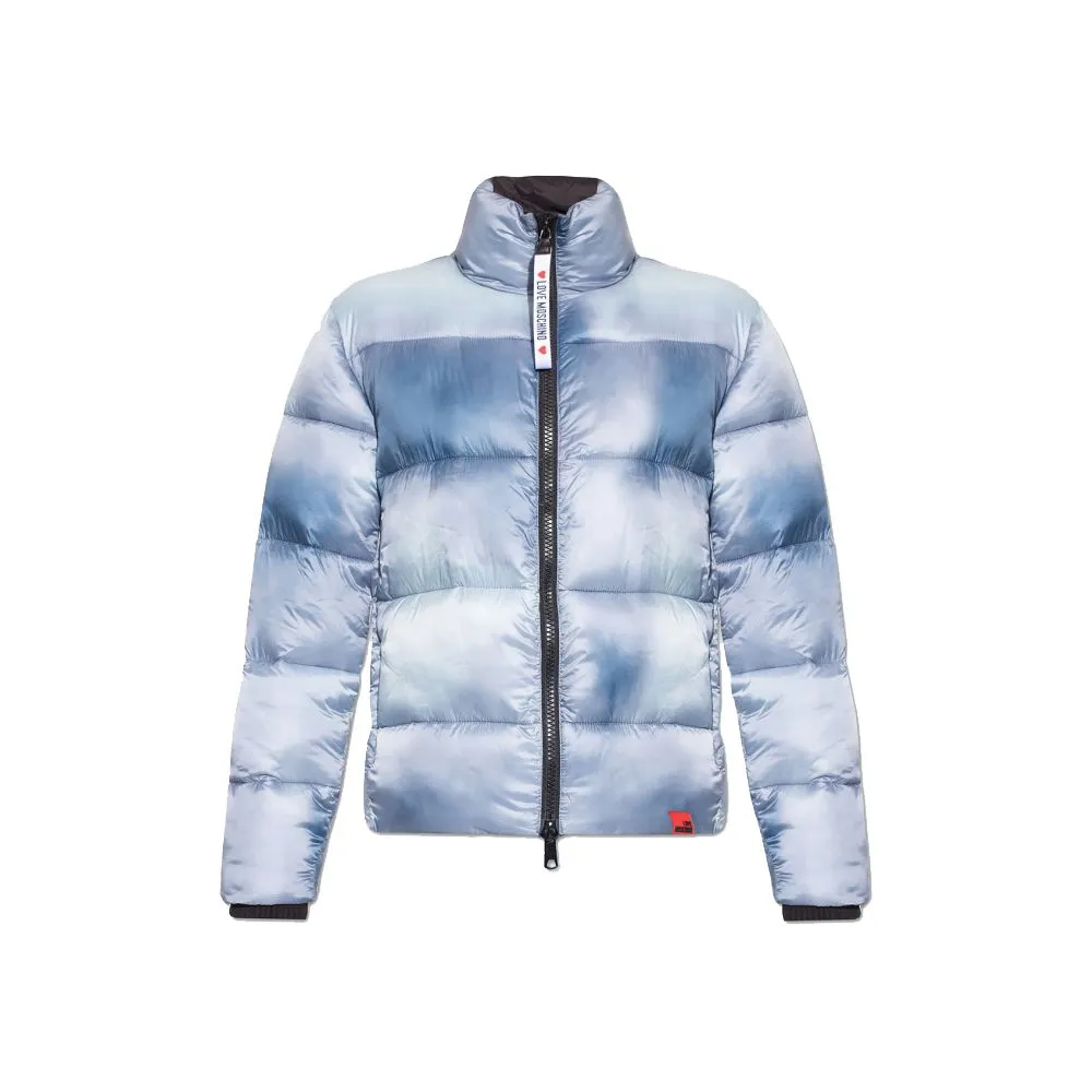 Love Moschino Women's Chic Light Blue Down Jacket with Logo Patch