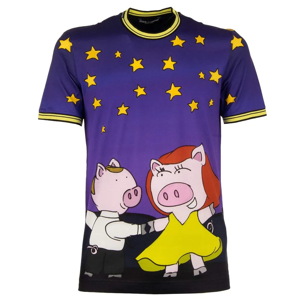 Dolce & Gabbana Men's Elegant Dual-Sided Print Cotton Tee