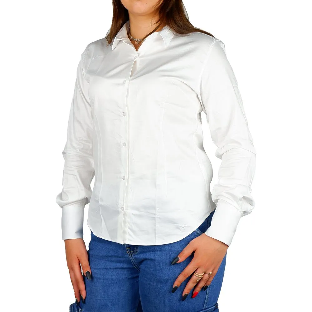 Made in Italy Women's Elegant Satin Cotton Milano Shirt