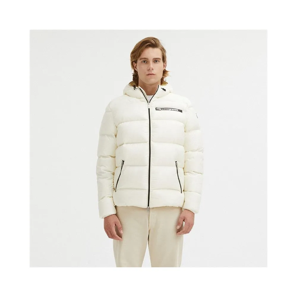 Centogrammi Men's Elegant White Hooded Down Jacket