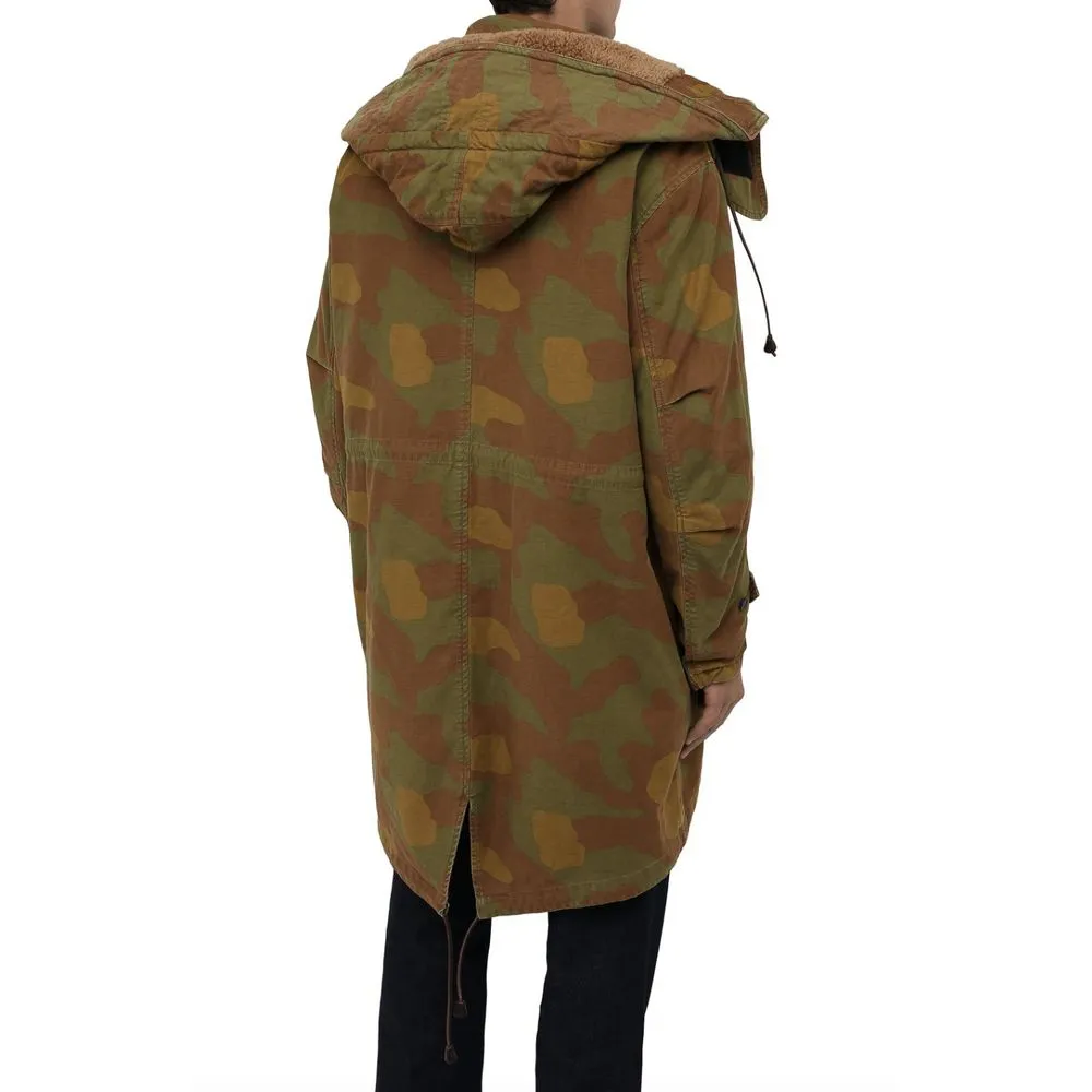 Dsquared² Men's Camo Textured Hooded Parka with Leather Details