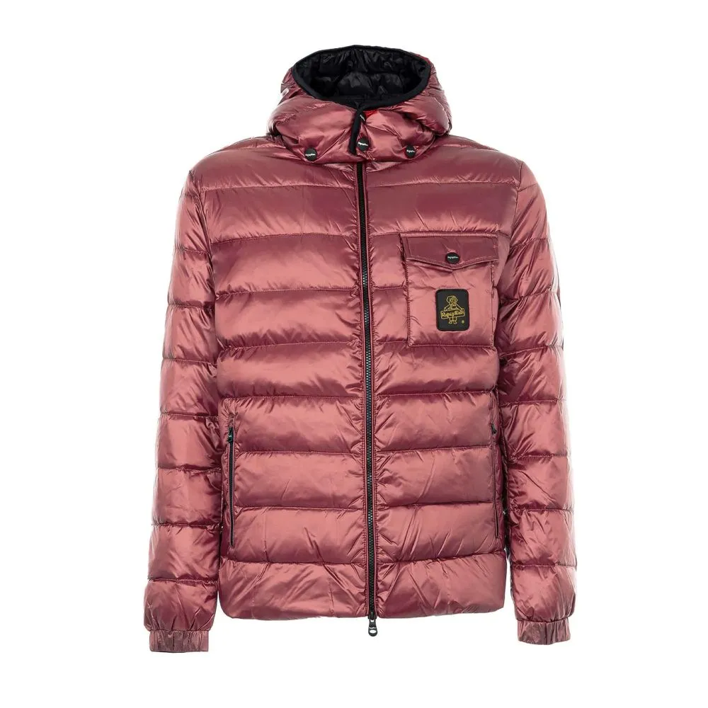 Refrigiwear Men's Elegant Pink Hooded Jacket with Zip Pockets