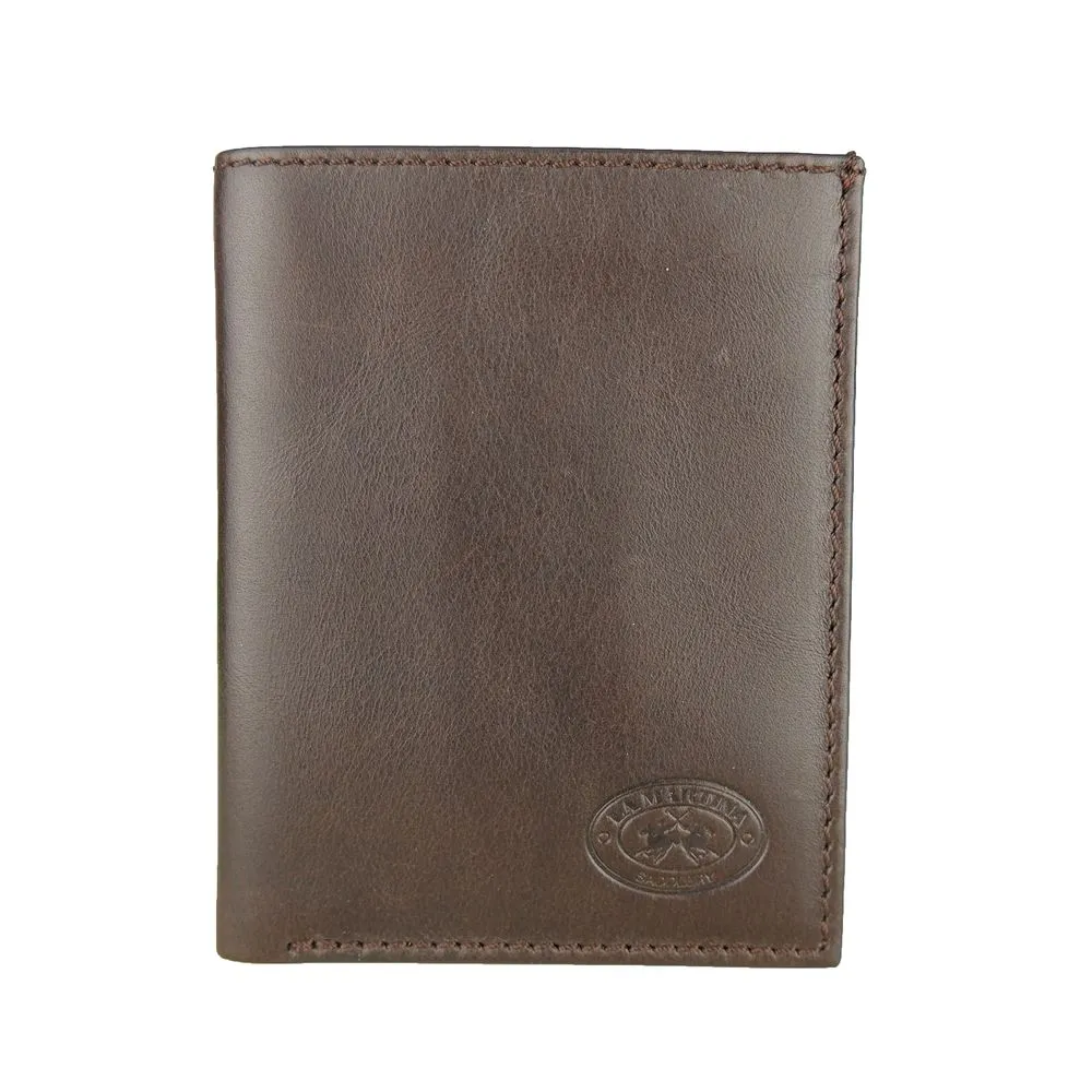 La Martina Men's Elegant Dark Brown Leather Passport Holder