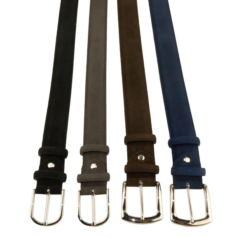 Made in Italy Men's Elegant Quad of Suede Calfskin Belts