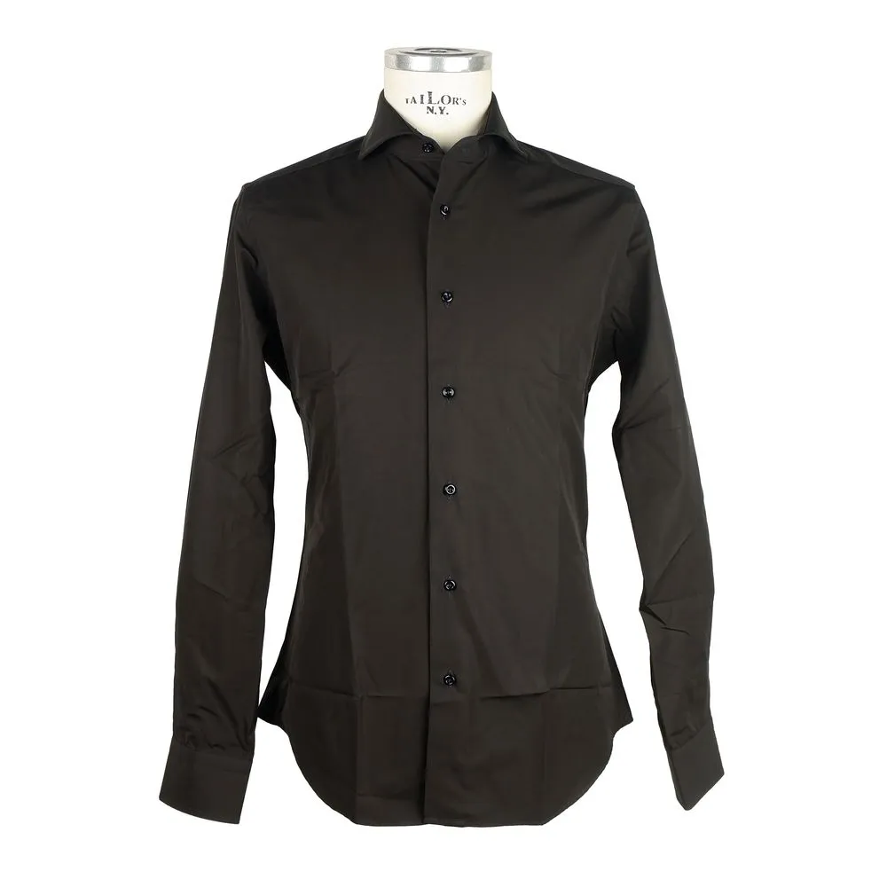Made in Italy Men's Sleek Milano Cotton Men's Shirt in Black