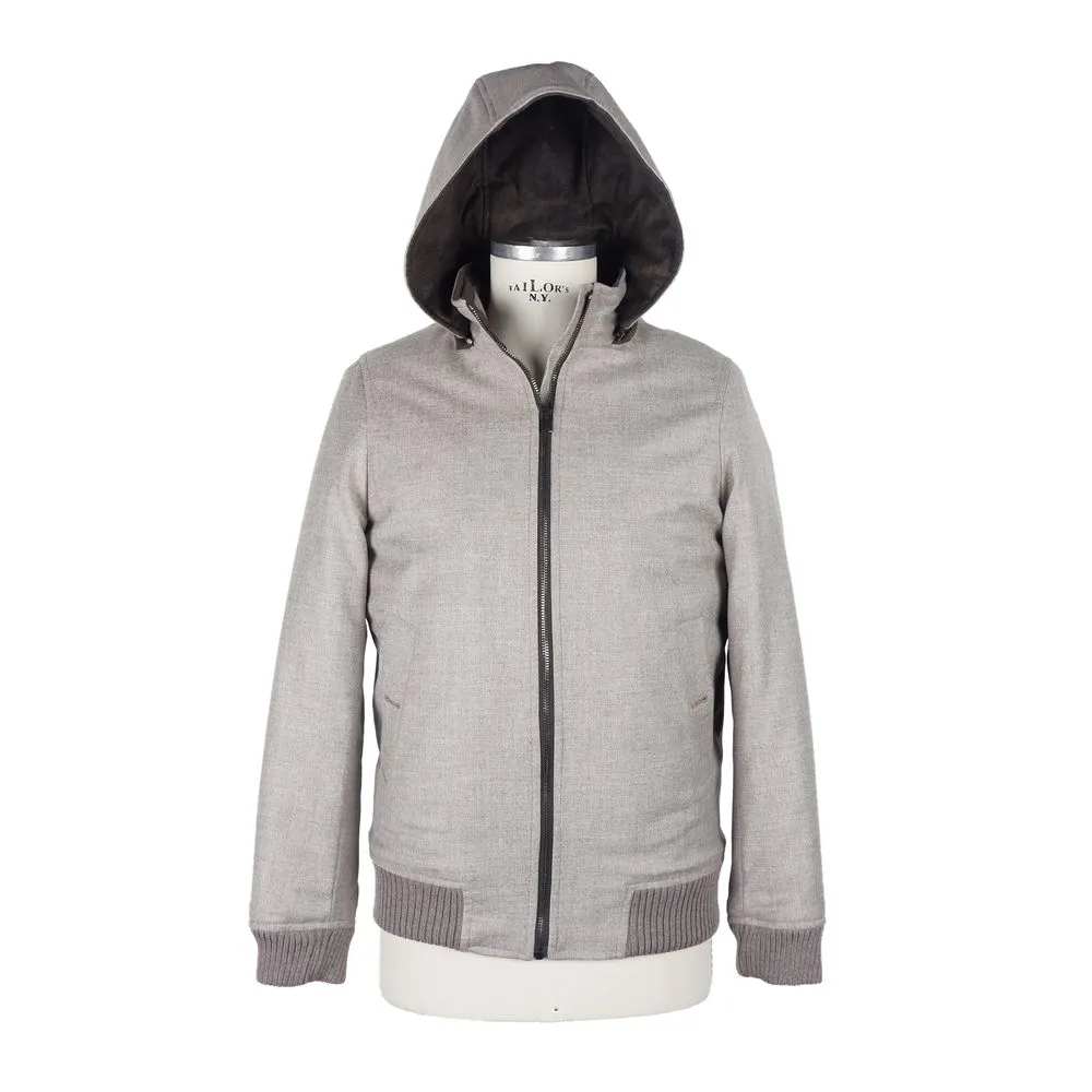Made in Italy Men's Elegant Beige Padded Wool-Cashmere Jacket