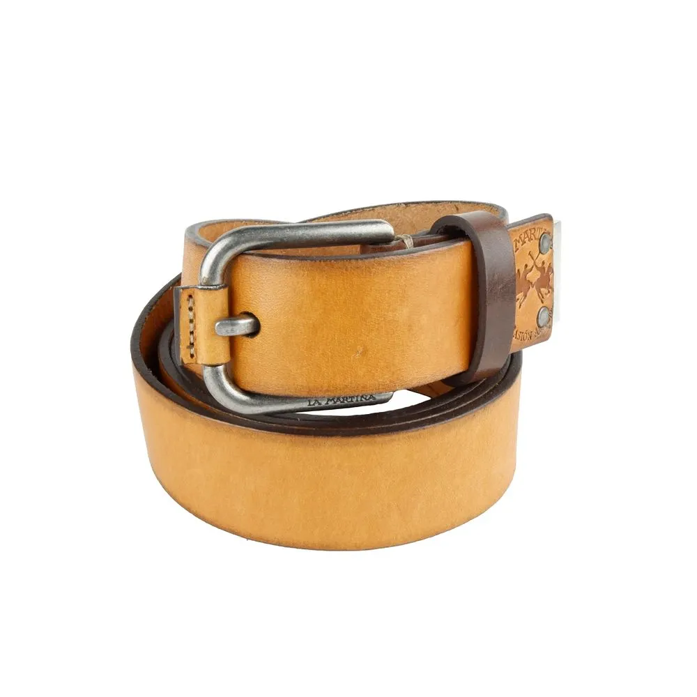 La Martina Women's Chic Unisex Leather Belt in Vibrant Yellow
