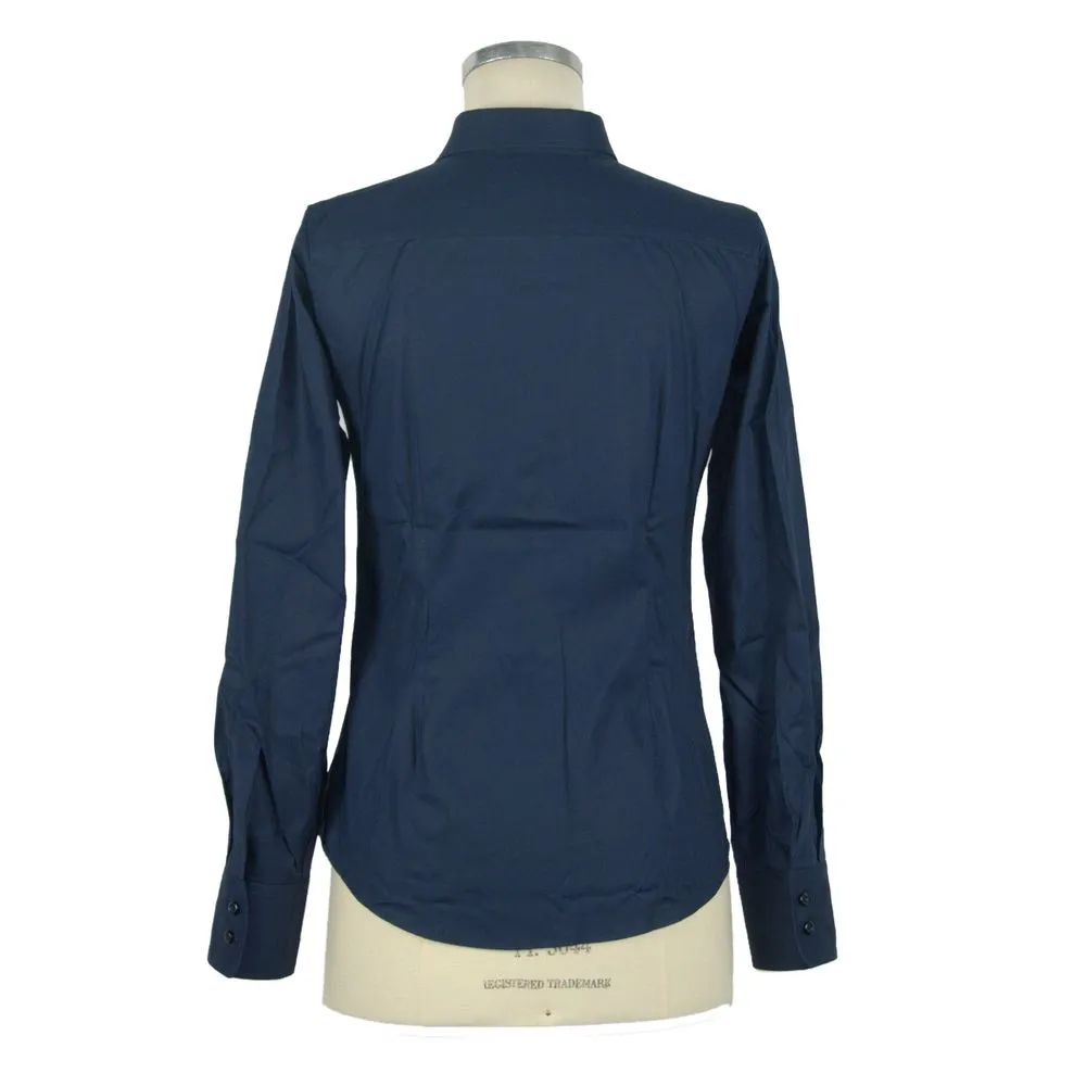Made in Italy Women's Elegant Slim Fit Blue Blouse