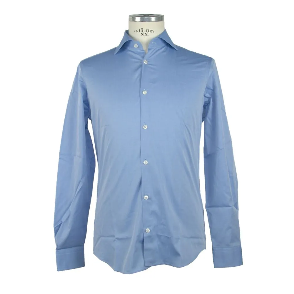 Made in Italy Men's Elegance Unleashed Light Blue Cotton Shirt