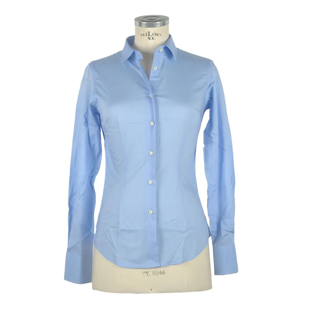 Made in Italy Women's Elegant Light Blue Slim Fit Blouse
