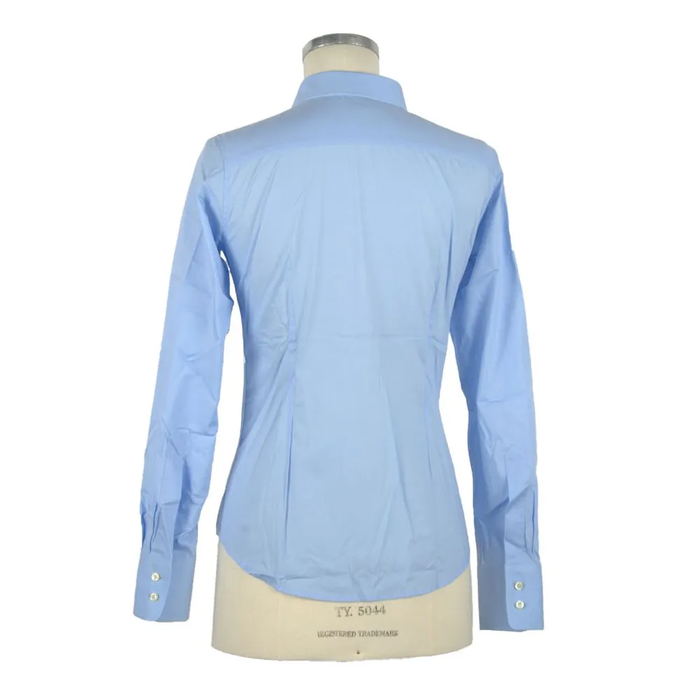 Made in Italy Women's Elegant Light Blue Slim Fit Blouse