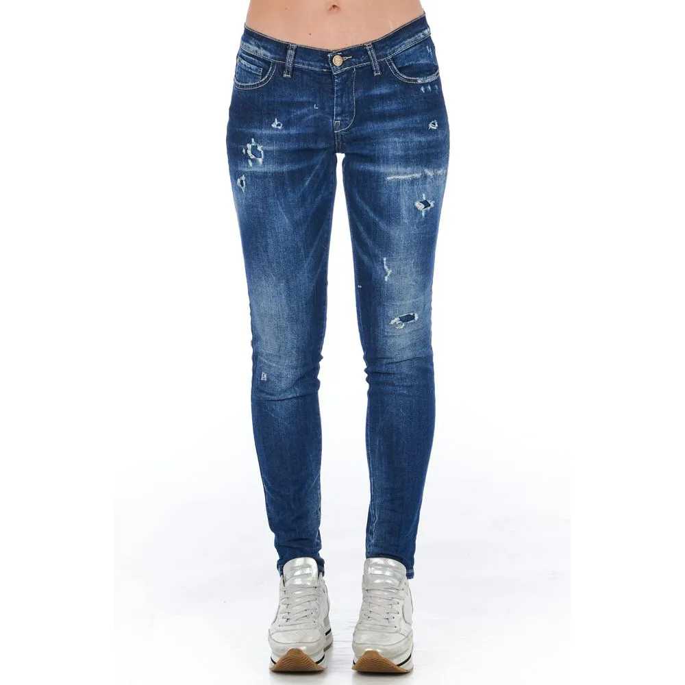 Frankie Morello Women's Blue Cotton Women's Skinny Jean
