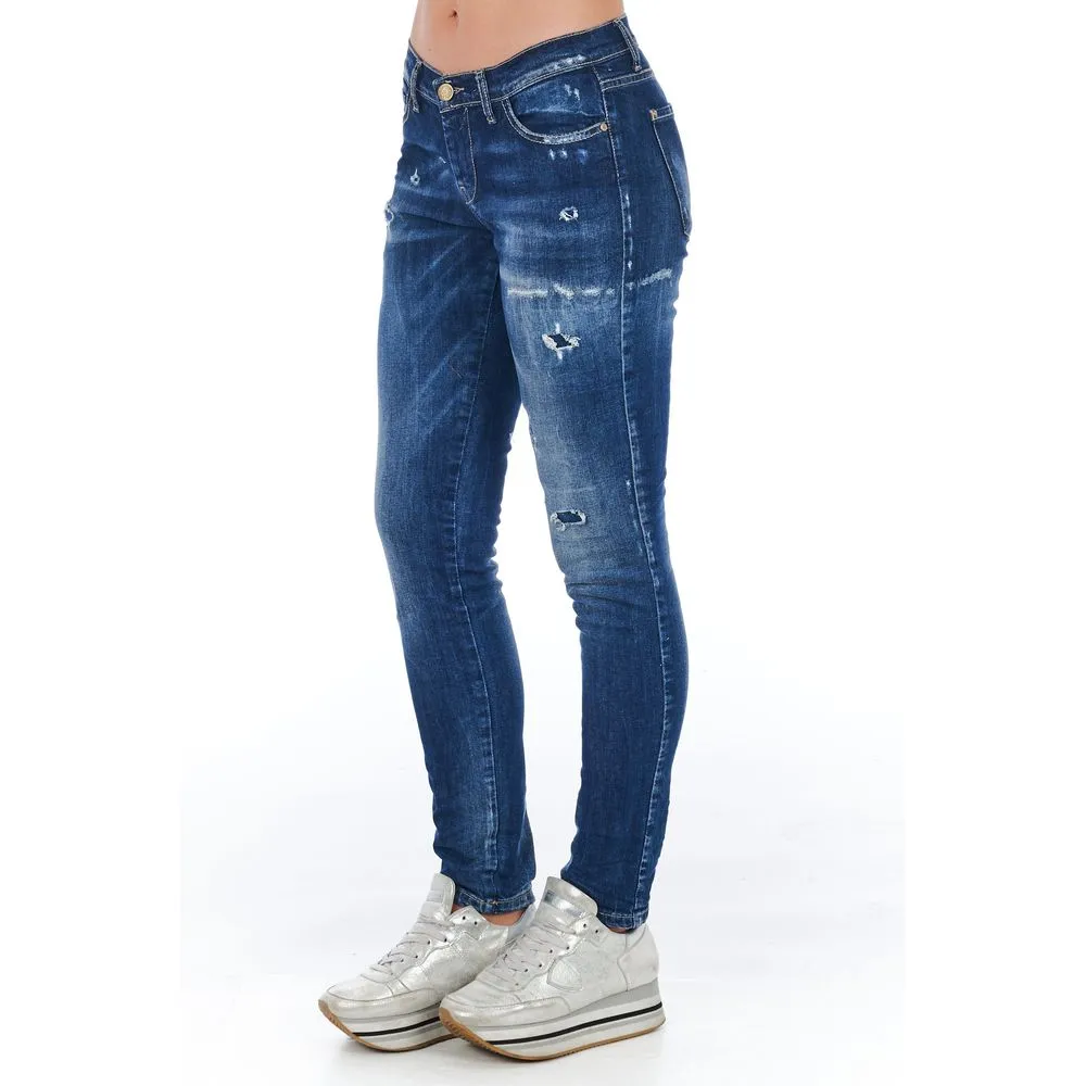 Frankie Morello Women's Blue Cotton Women's Skinny Jean