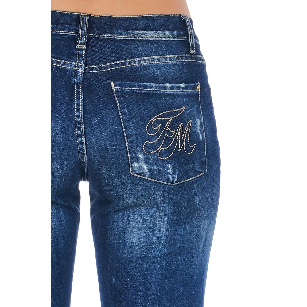 Frankie Morello Women's Blue Cotton Women's Skinny Jean