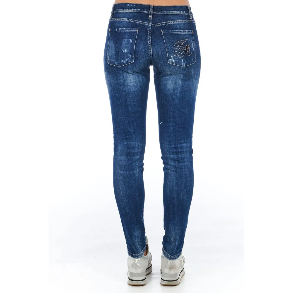 Frankie Morello Women's Blue Cotton Women's Skinny Jean