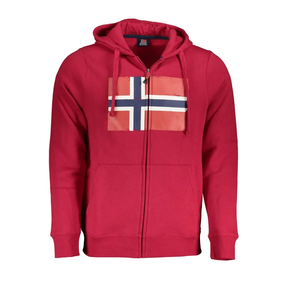Norway 1963 Men's Pink Fleece Hooded Sweatshirt with Logo