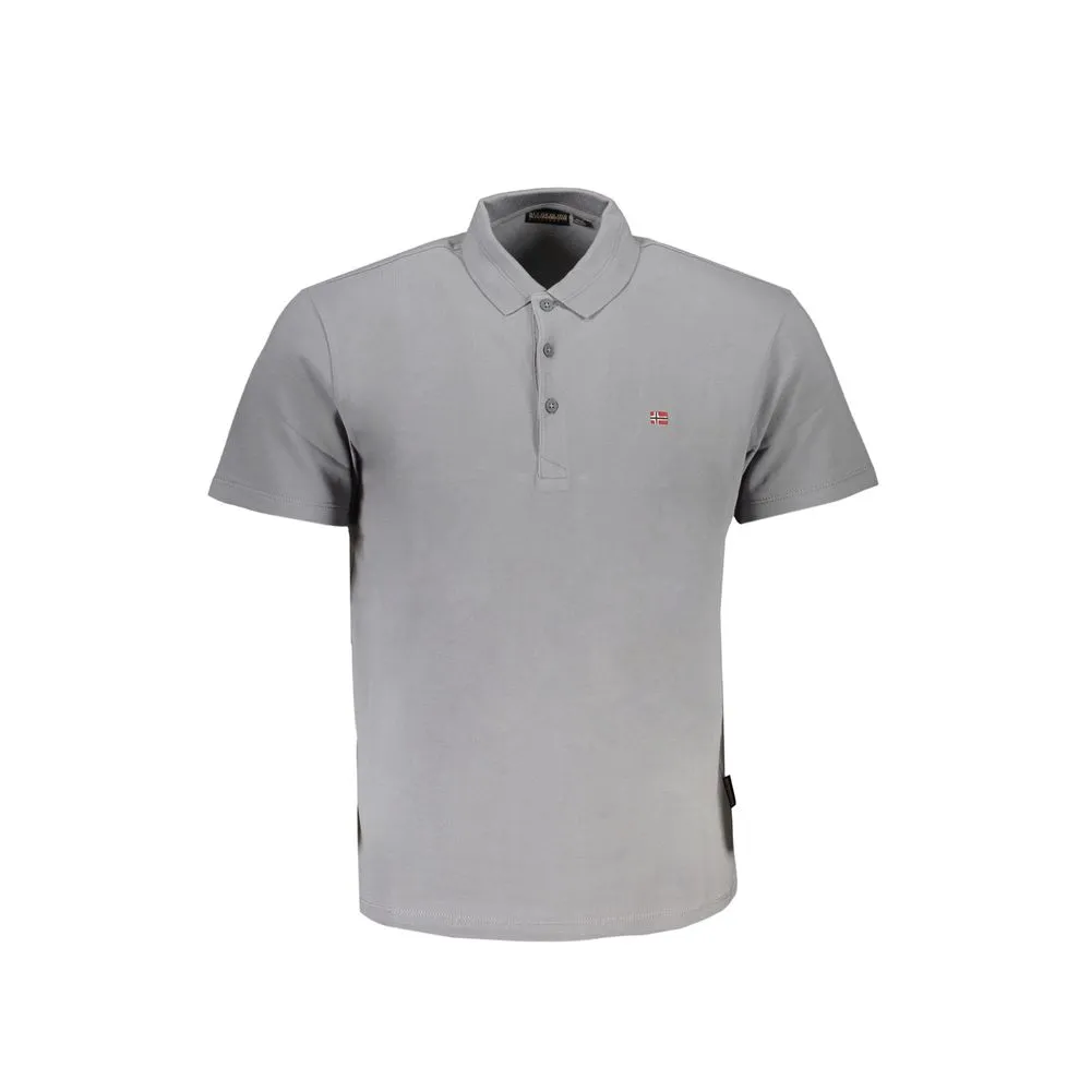 Napapijri Men's Gray Cotton Polo Shirt