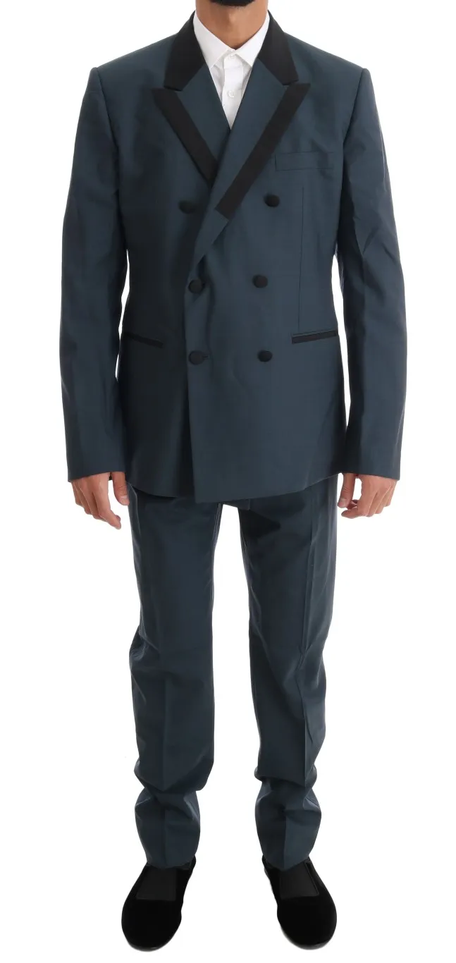 Dolce & Gabbana Men's Elegant Blue Wool Silk Men's Suit