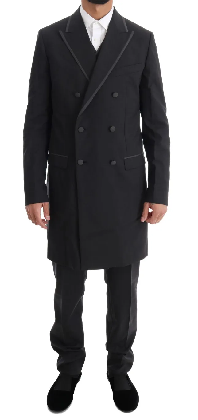 Dolce & Gabbana Men's Elegant Gray Double Breasted Wool Suit