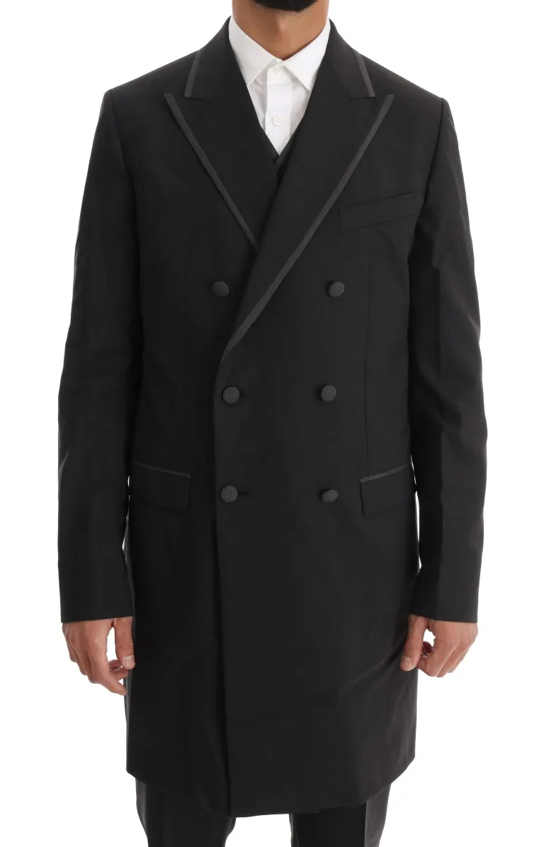 Dolce & Gabbana Men's Elegant Gray Double Breasted Wool Suit