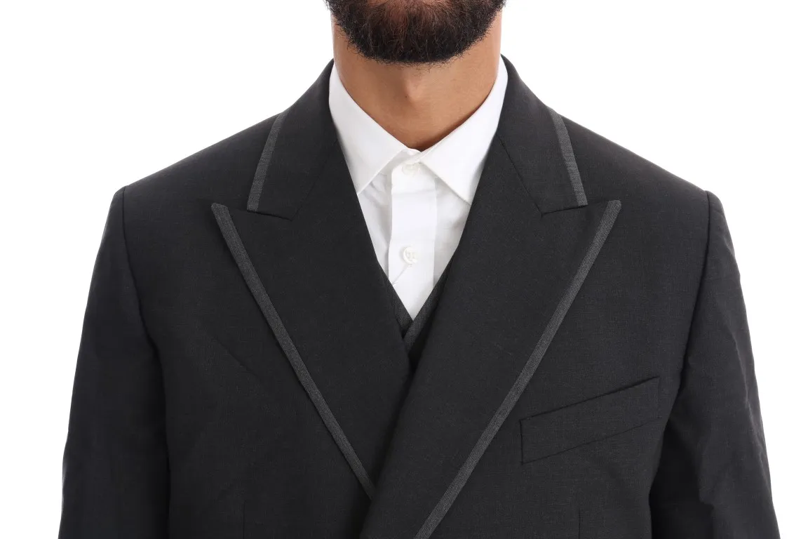 Dolce & Gabbana Men's Elegant Gray Double Breasted Wool Suit