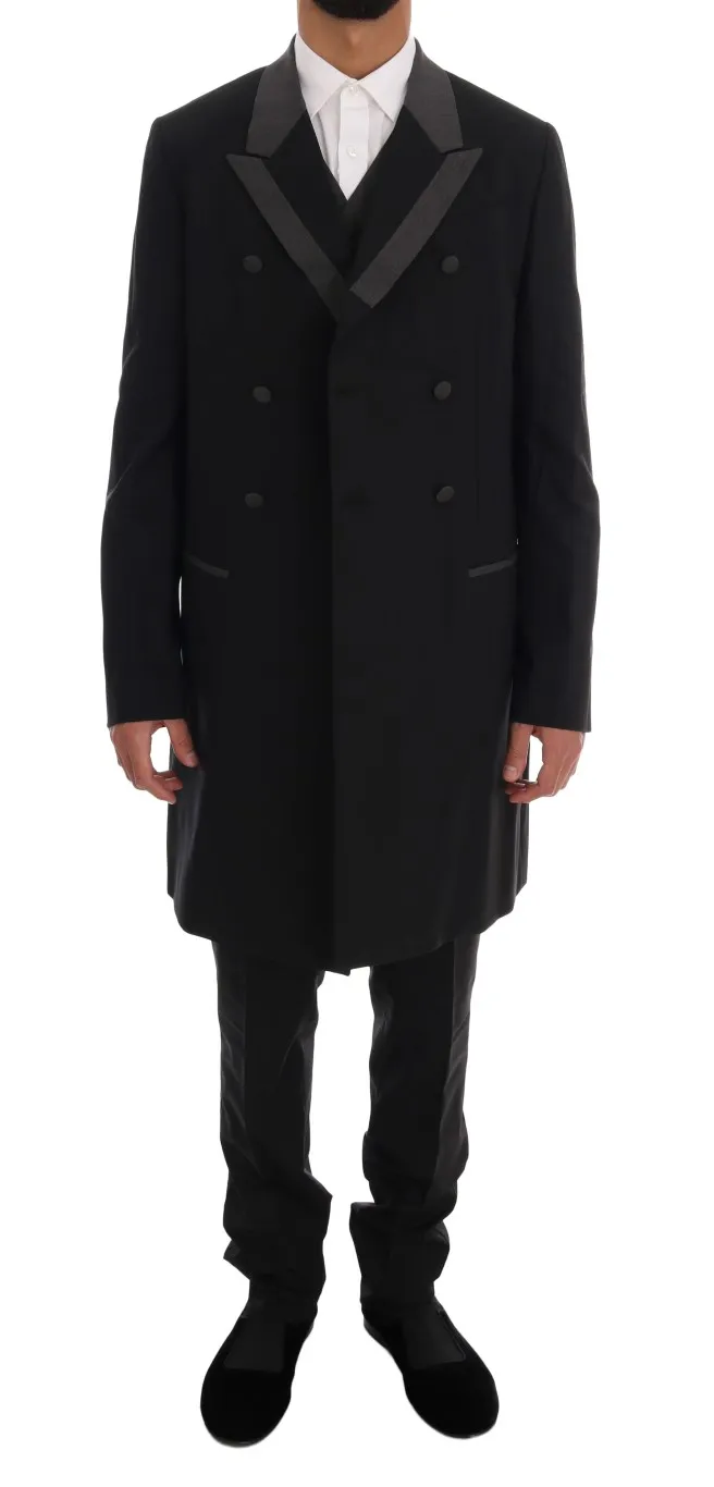 Dolce & Gabbana Men's Elegant Black Double Breasted Wool Suit