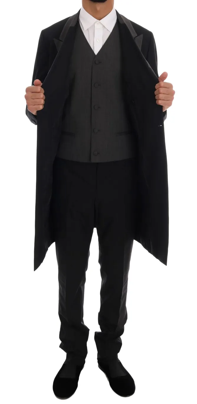 Dolce & Gabbana Men's Elegant Black Double Breasted Wool Suit