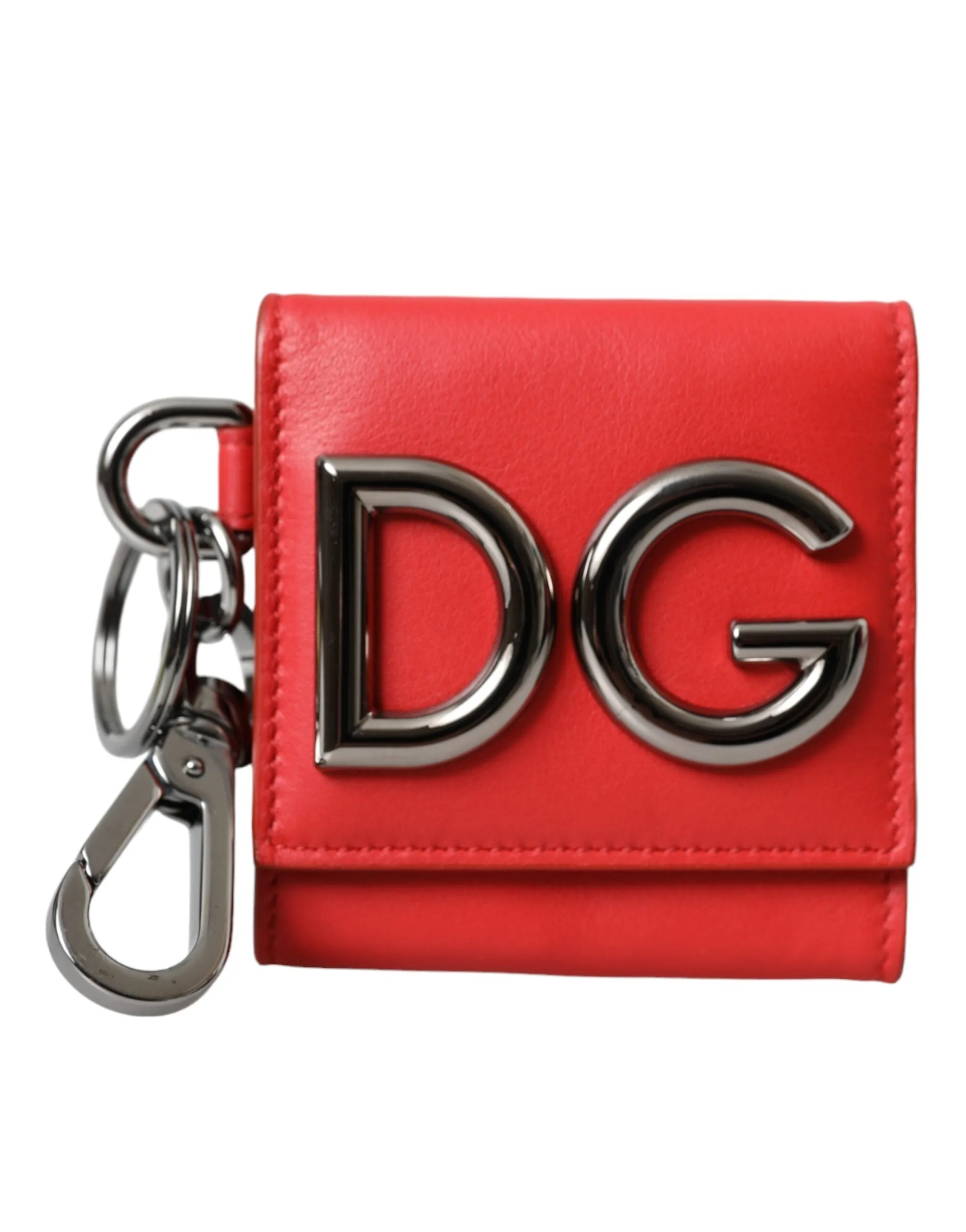Dolce & Gabbana Men's Red Calfskin Leather DG Logo Keyring Coin Purse Wallet