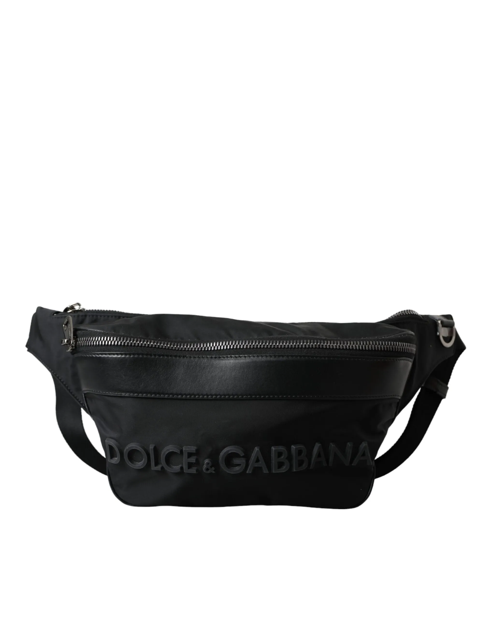 Dolce & Gabbana Men's Black Nylon Leather Logo Belt Waist Fanny Pack Bag