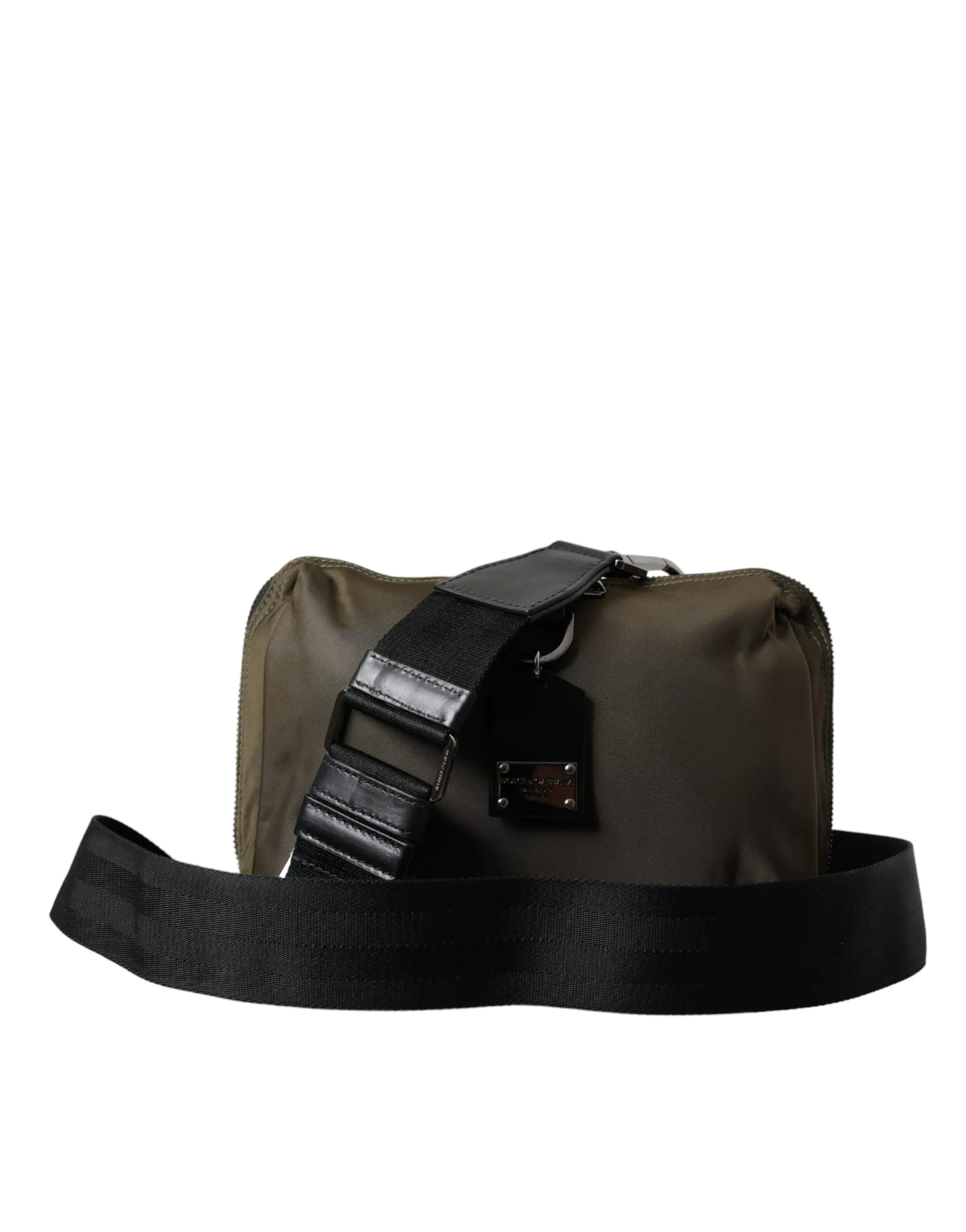 Dolce & Gabbana Men's Army Green Nylon Logo Clutch Crossbody Shoulder Bag