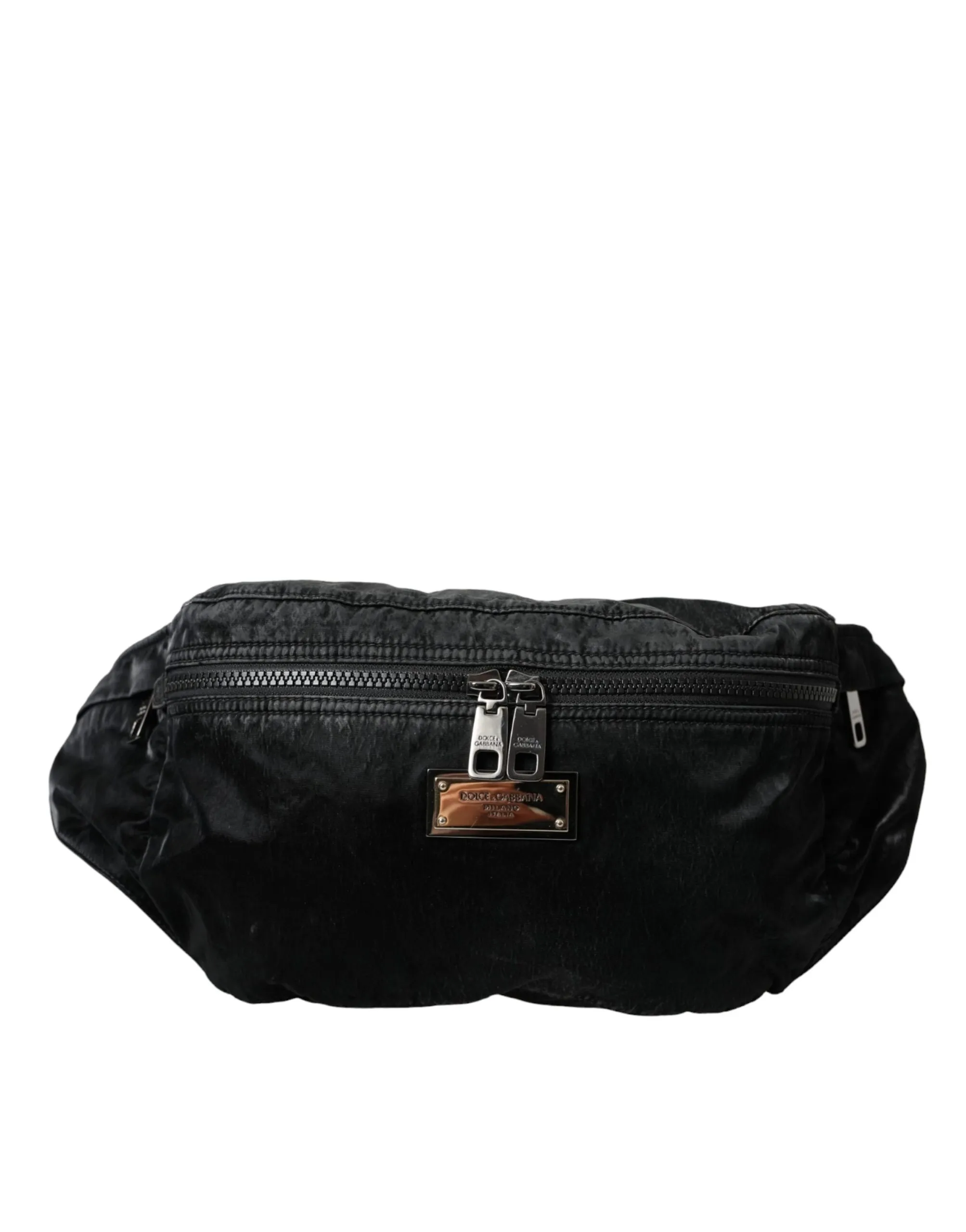 Dolce & Gabbana Men's Black Nylon Logo Plaque Belt Waist Fanny Pack Bag
