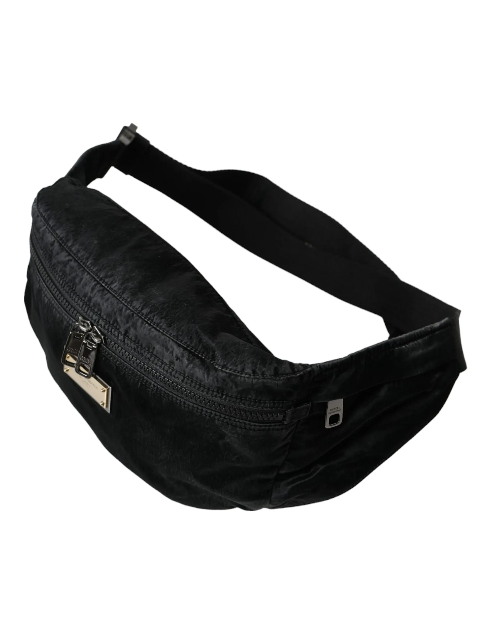 Dolce & Gabbana Men's Black Nylon Logo Plaque Belt Waist Fanny Pack Bag