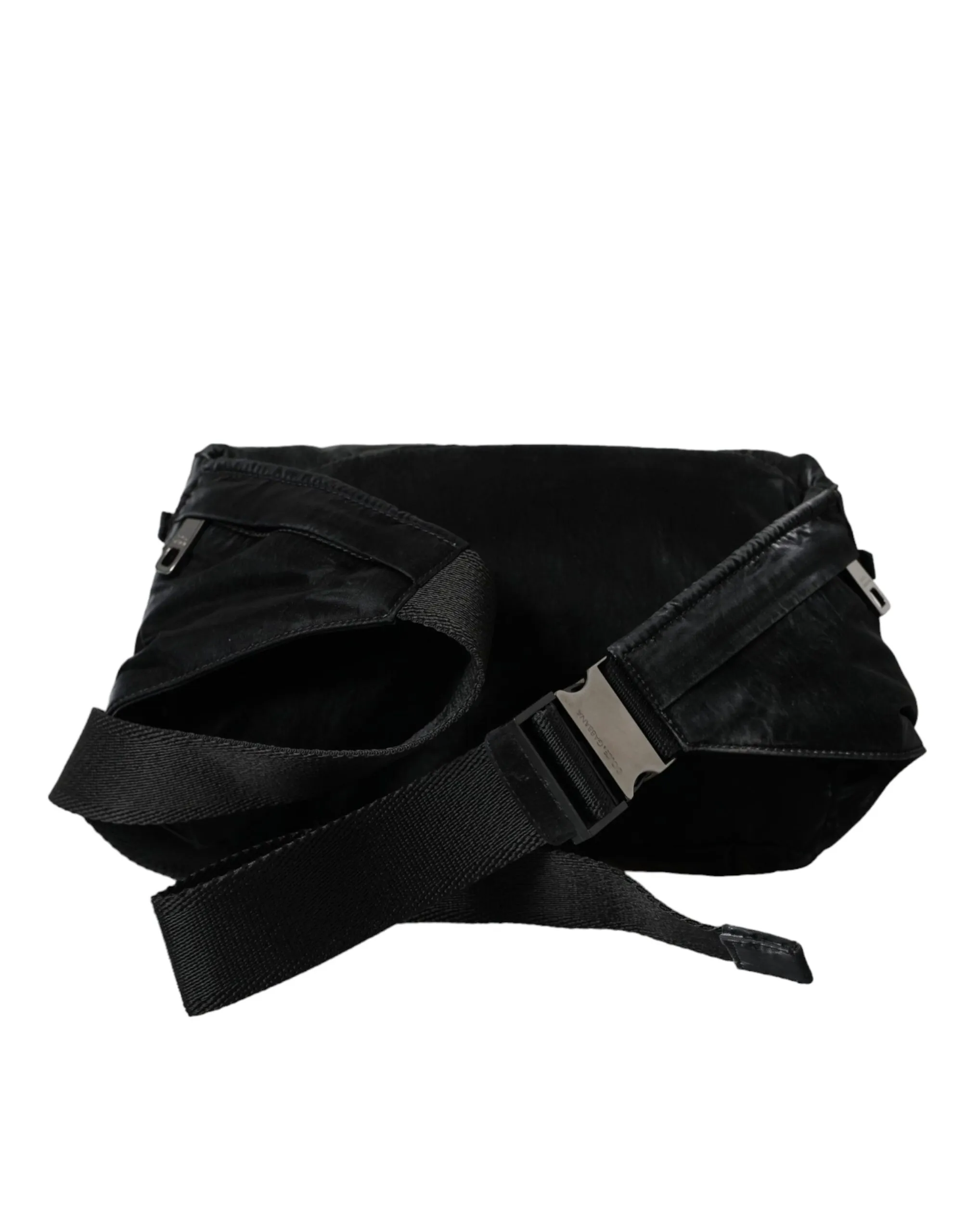 Dolce & Gabbana Men's Black Nylon Logo Plaque Belt Waist Fanny Pack Bag