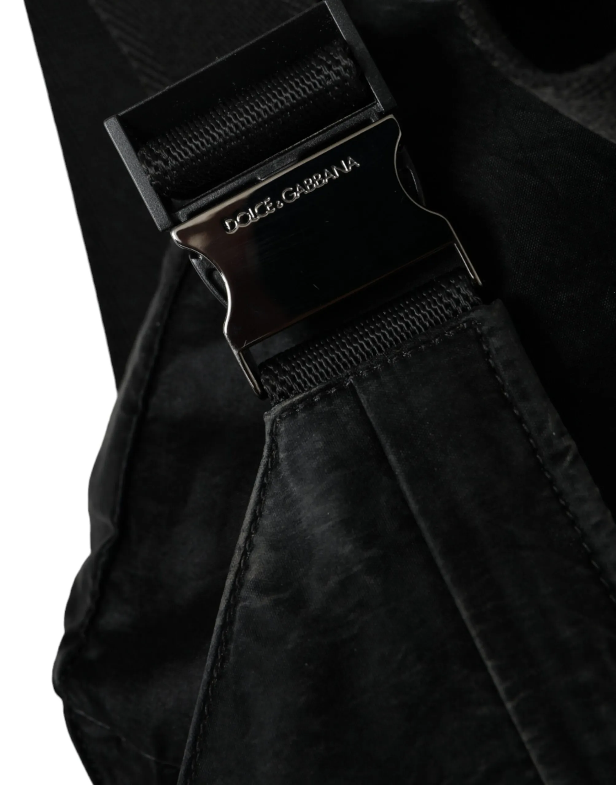 Dolce & Gabbana Men's Black Nylon Logo Plaque Belt Waist Fanny Pack Bag
