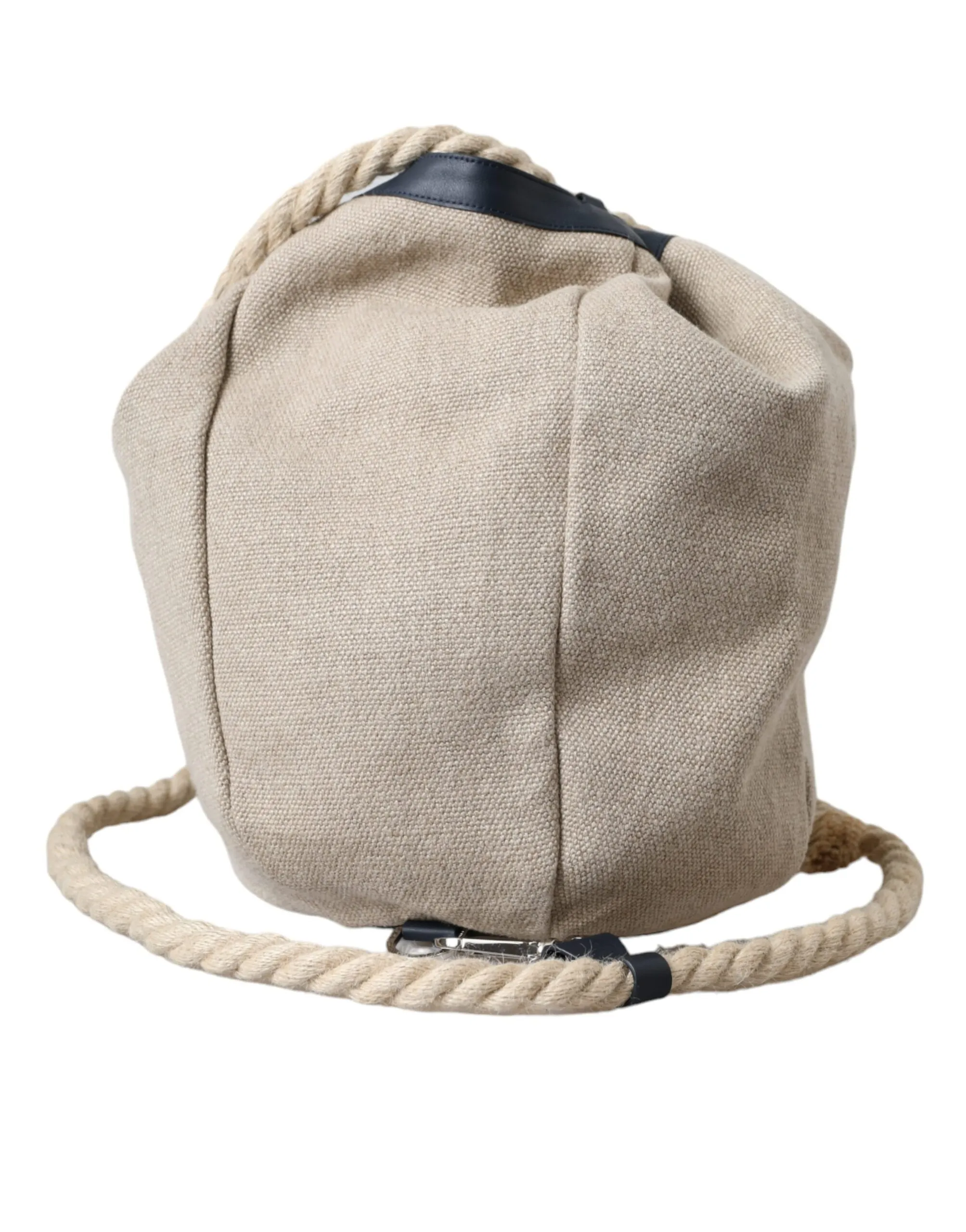 Dolce & Gabbana Men's Beige Canvas Fabric Bucket Sack Pouch Purse Bag