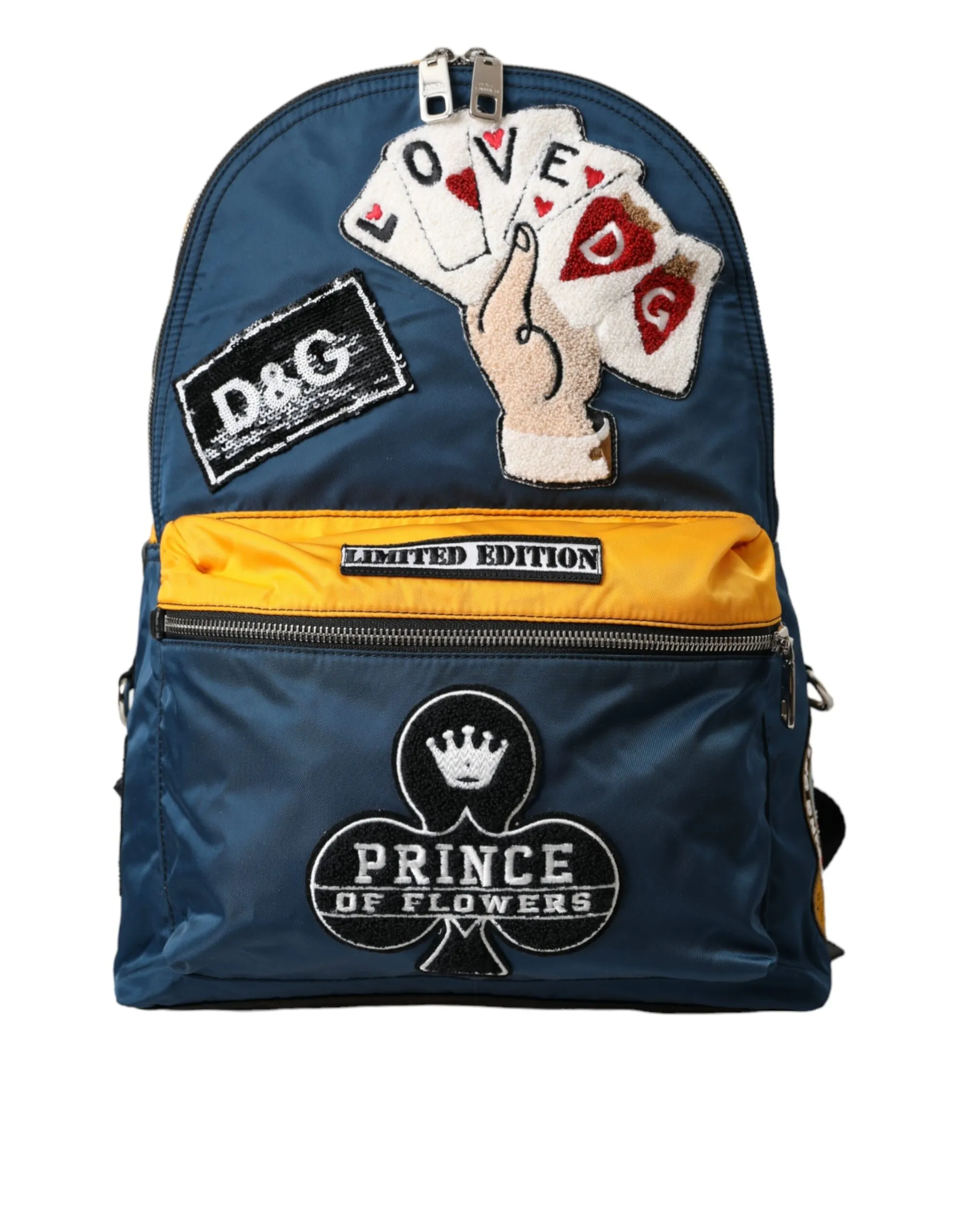 Dolce & Gabbana Men's Blue Yellow Nylon Prince Of Heart Backpack Bag
