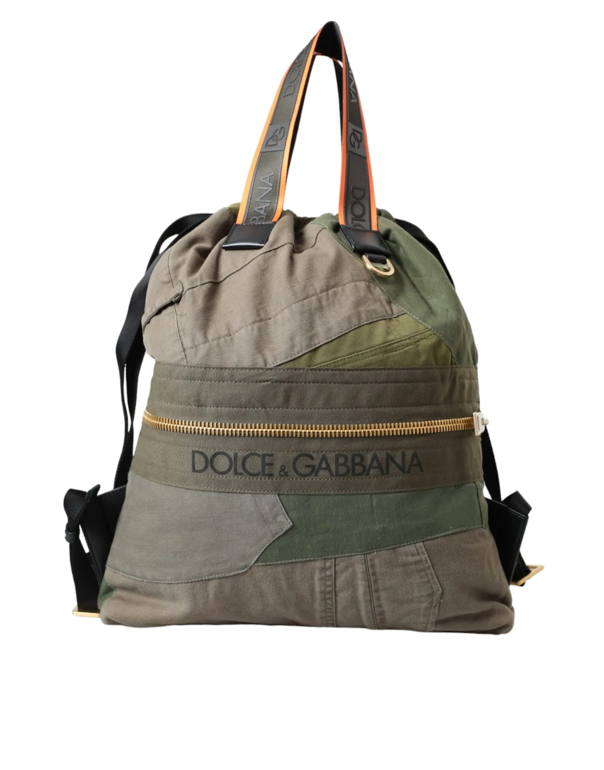 Dolce & Gabbana Men's Military Green Patchwork Rucksack Backpack Bag