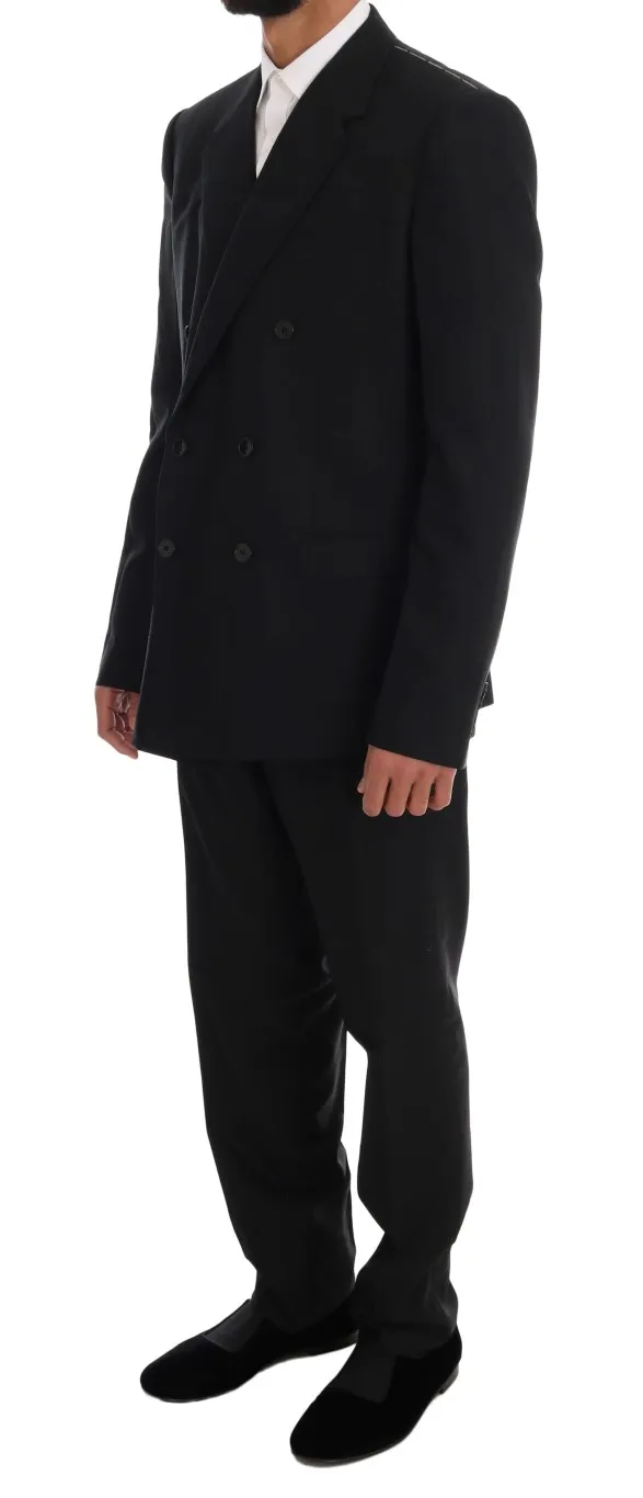 Dolce & Gabbana Men's Elegant Black Wool Three-Piece Suit