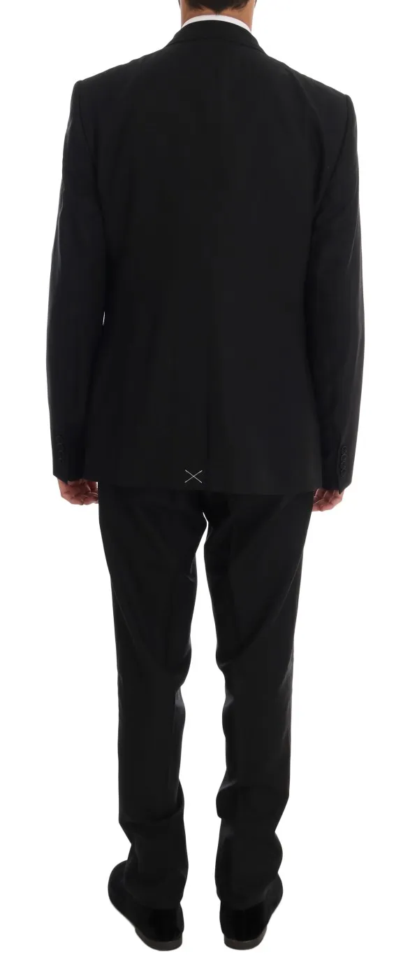 Dolce & Gabbana Men's Elegant Black Wool Three-Piece Suit