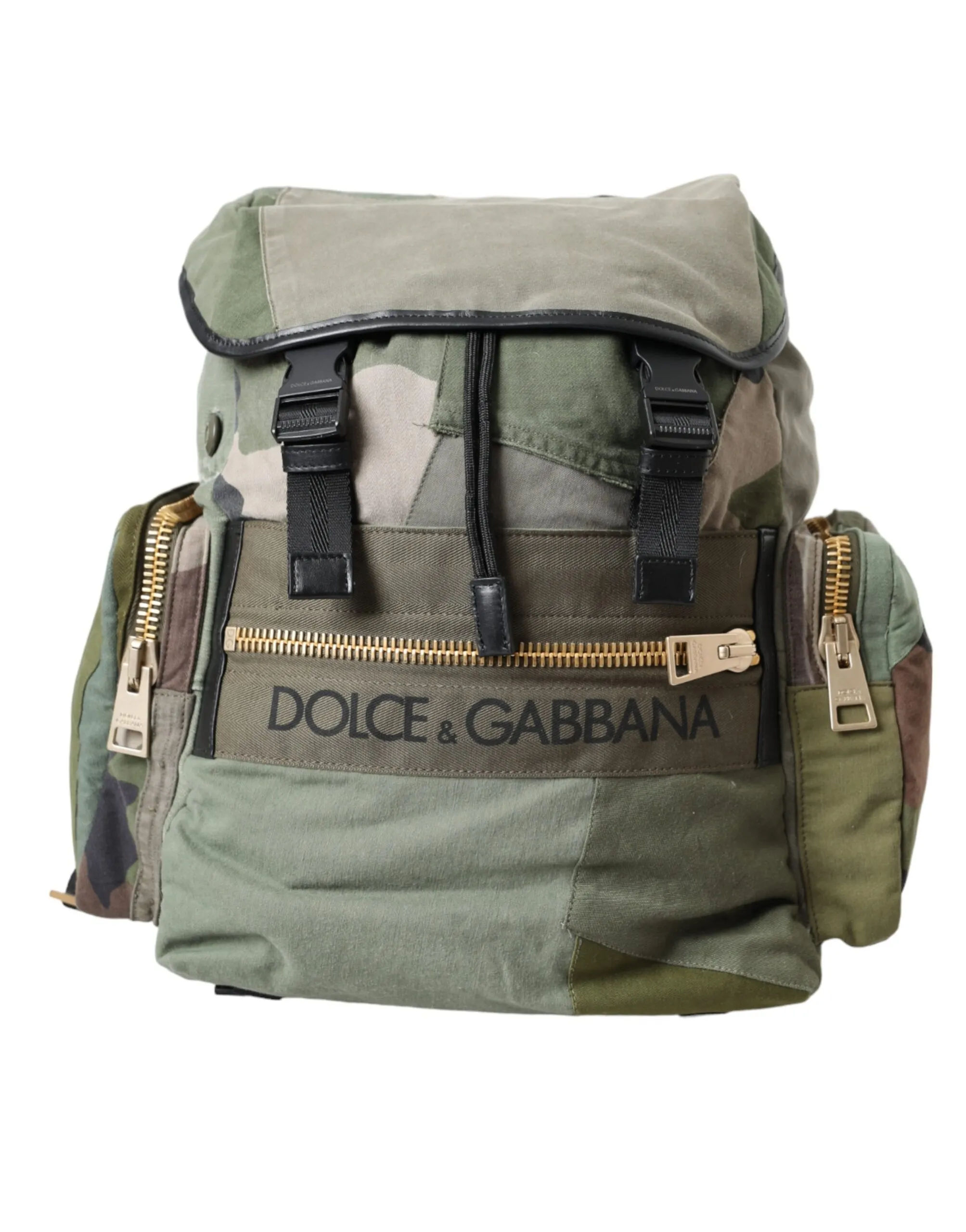 Dolce & Gabbana Men's Military Green Patchwork Rucksack Backpack Bag