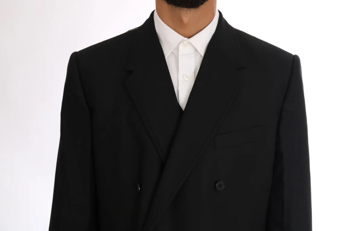 Dolce & Gabbana Men's Elegant Black Wool Three-Piece Suit