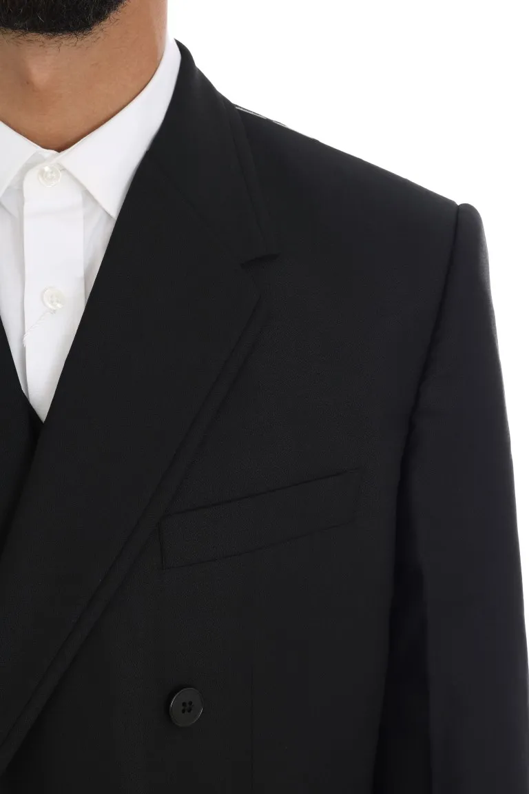 Dolce & Gabbana Men's Elegant Black Wool Three-Piece Suit