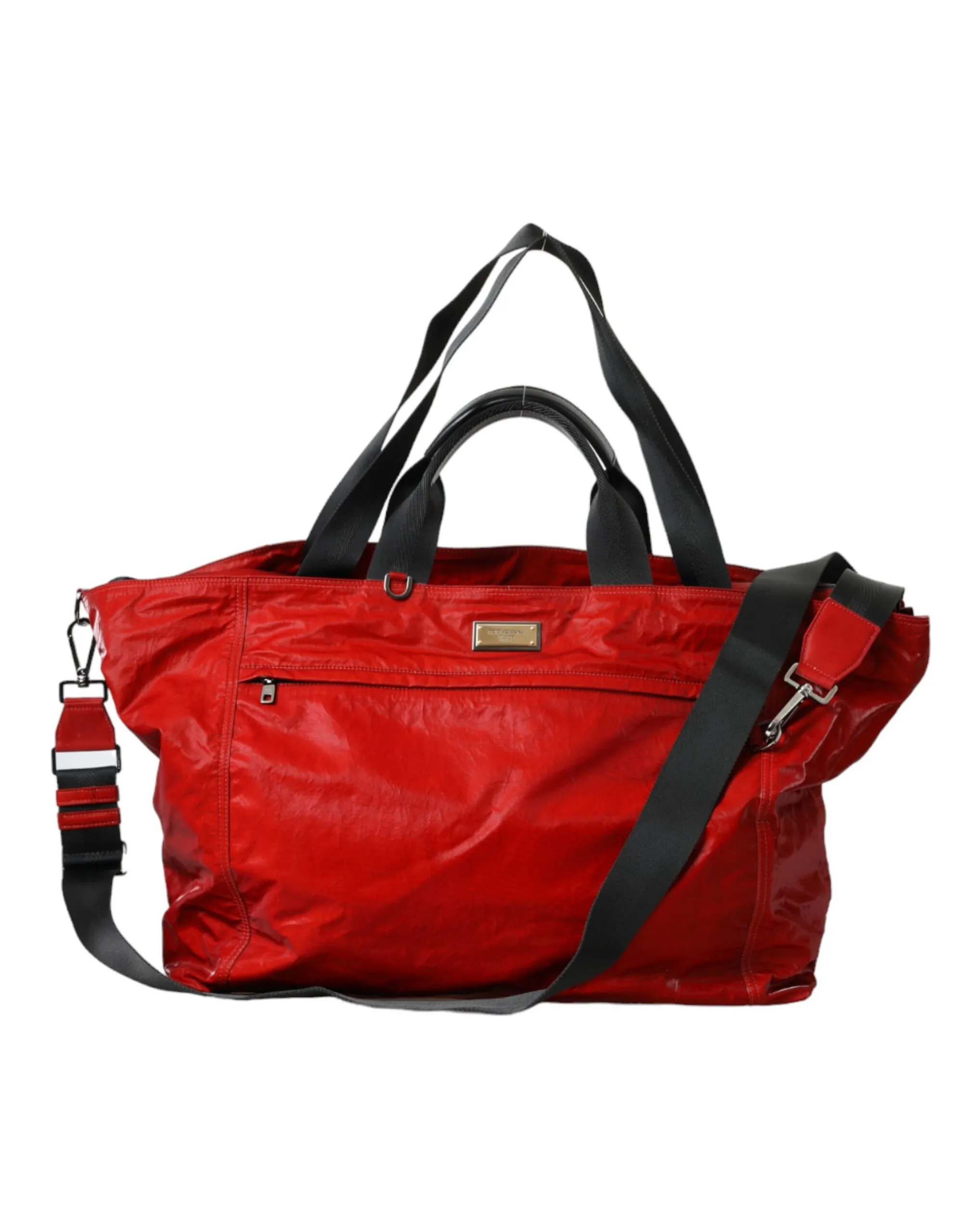 Dolce & Gabbana Men's Red Nylon Calfskin Hand Shoulder Duffel Bag