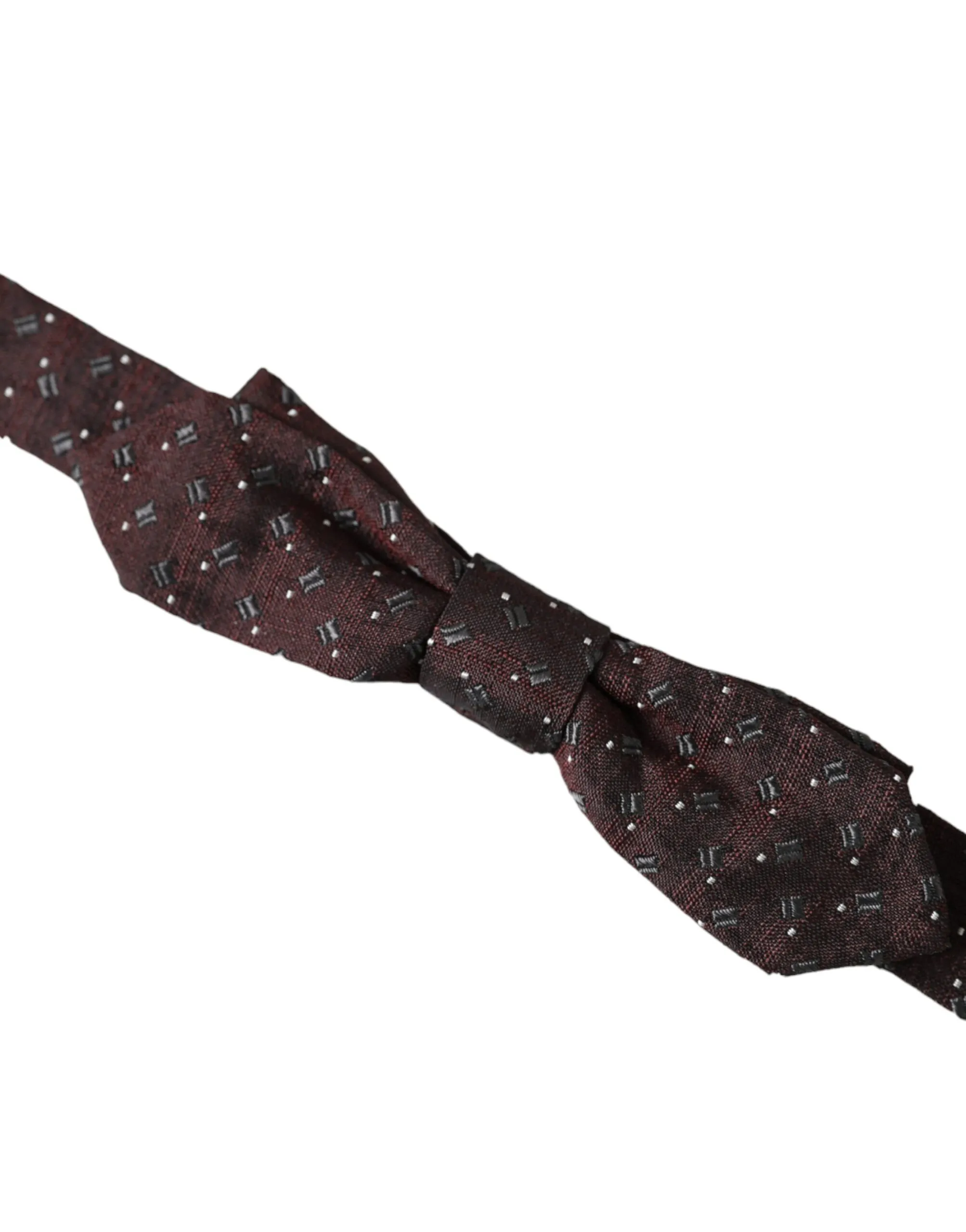 Dolce & Gabbana Men's Maroon Silk Patterned Adjustable Neck Papillon Bow Tie