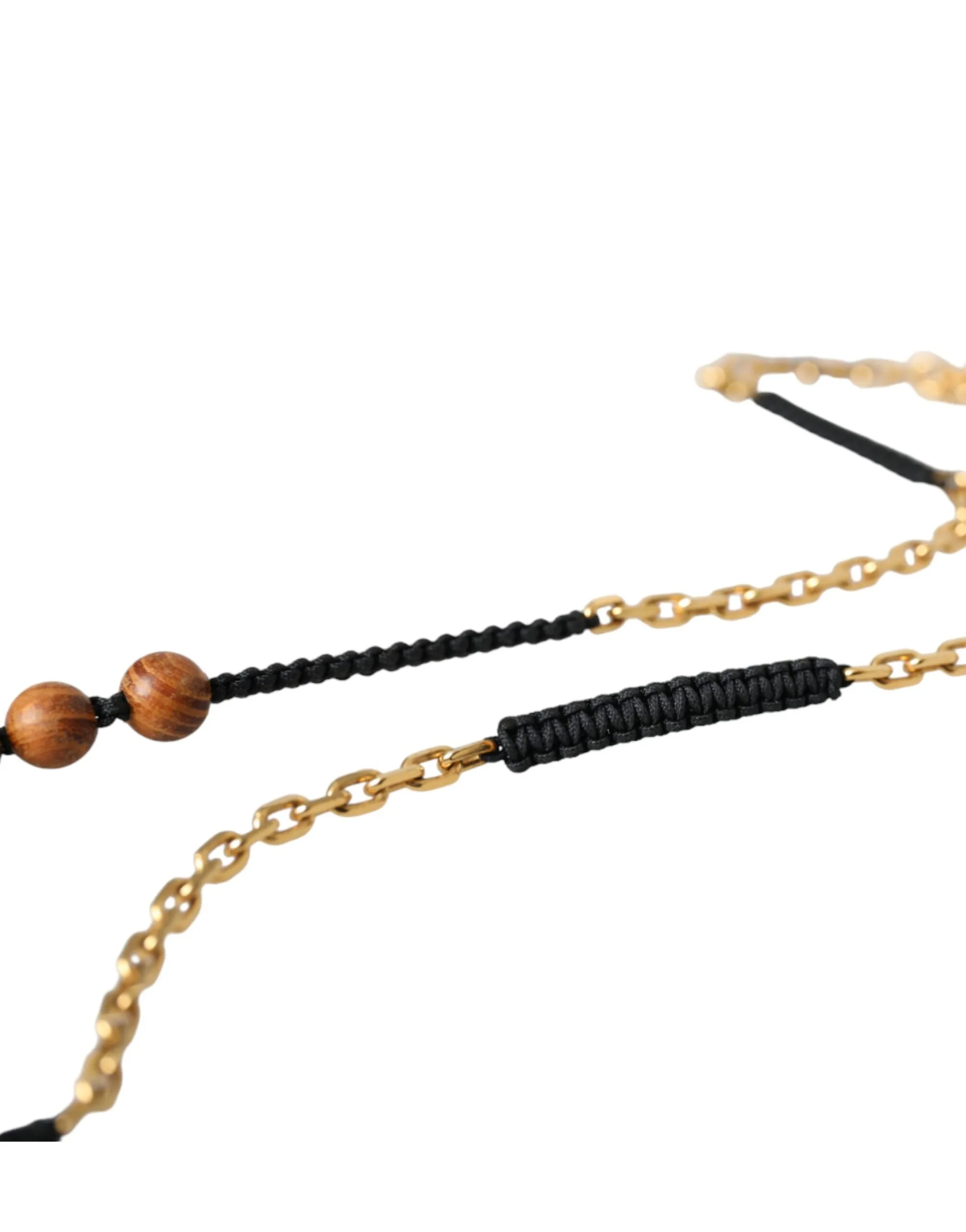 Dolce & Gabbana Men's Black Gold Wooden Beaded Logo Pendant