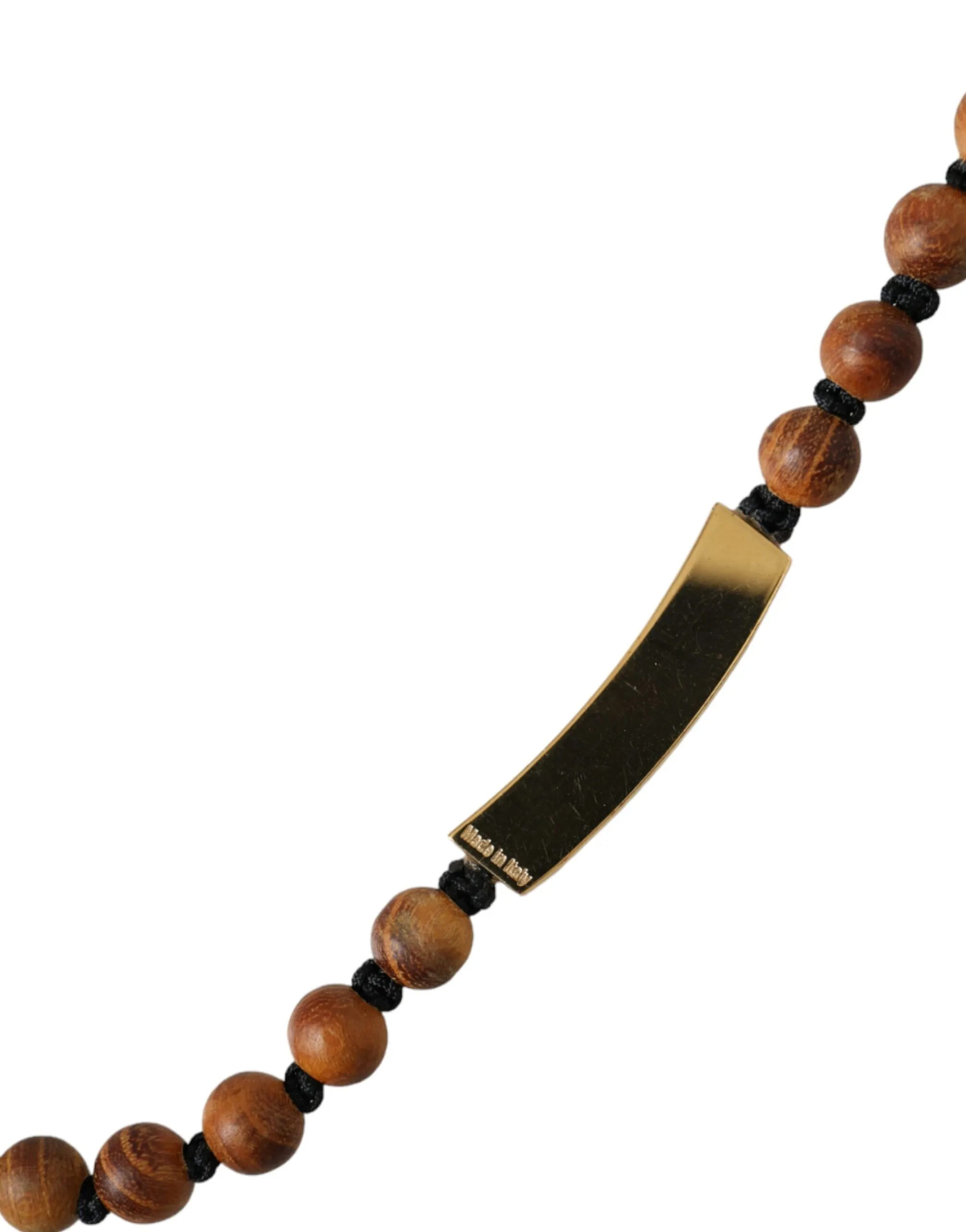 Dolce & Gabbana Men's Black Gold Wooden Beaded Logo Pendant