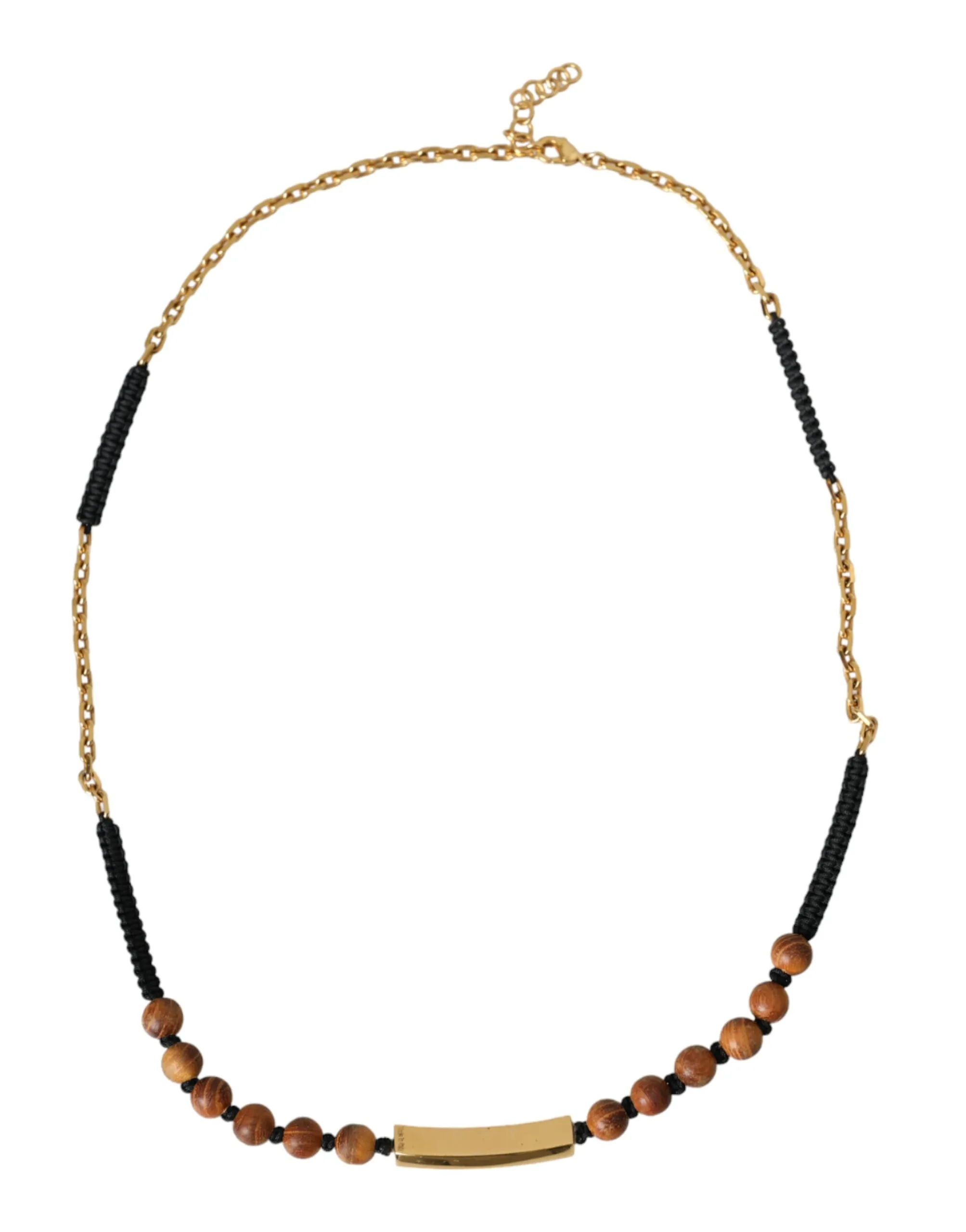 Dolce & Gabbana Men's Black Gold Wooden Beaded Logo Pendant