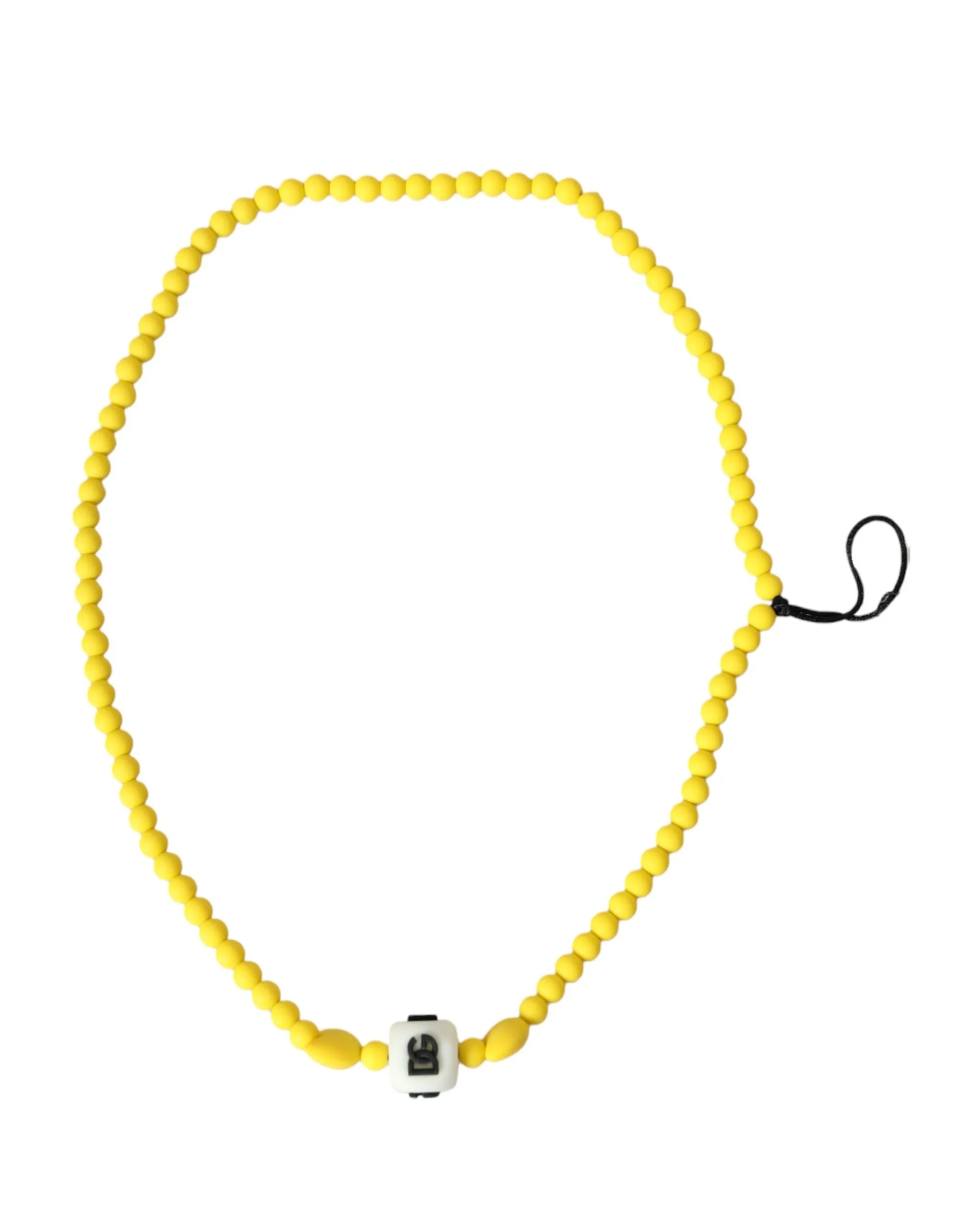 Dolce & Gabbana Women's Yellow Beaded Chain DG Logo Charm Necklace