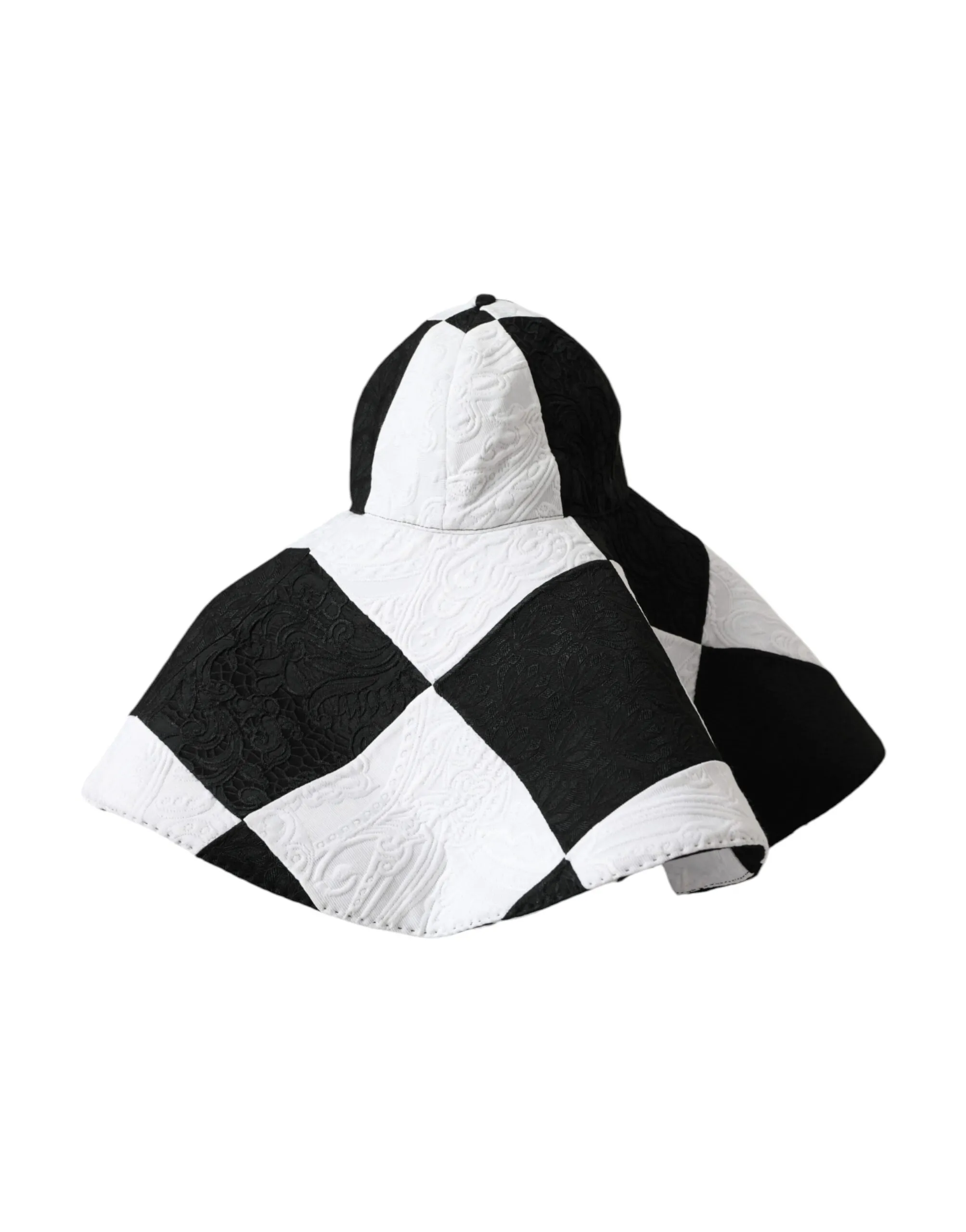Dolce & Gabbana Women's Black White Checkered Wide Brim Floppy Hat